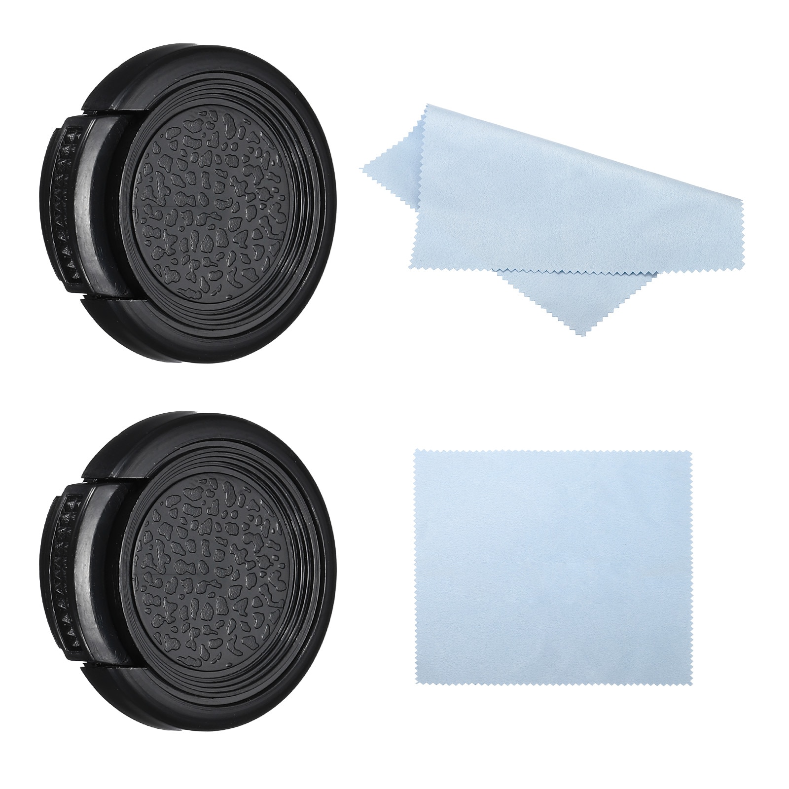 PATIKIL 2 Sets 27mm Lens Cap Sides Pinch Snap Camera Lens Cover for Front Lens with Cloth Suitable for 27mm Thread Universal DSLR Lenses Black for Nikon for Fujifilm for Pentax #S26041401UX6485
