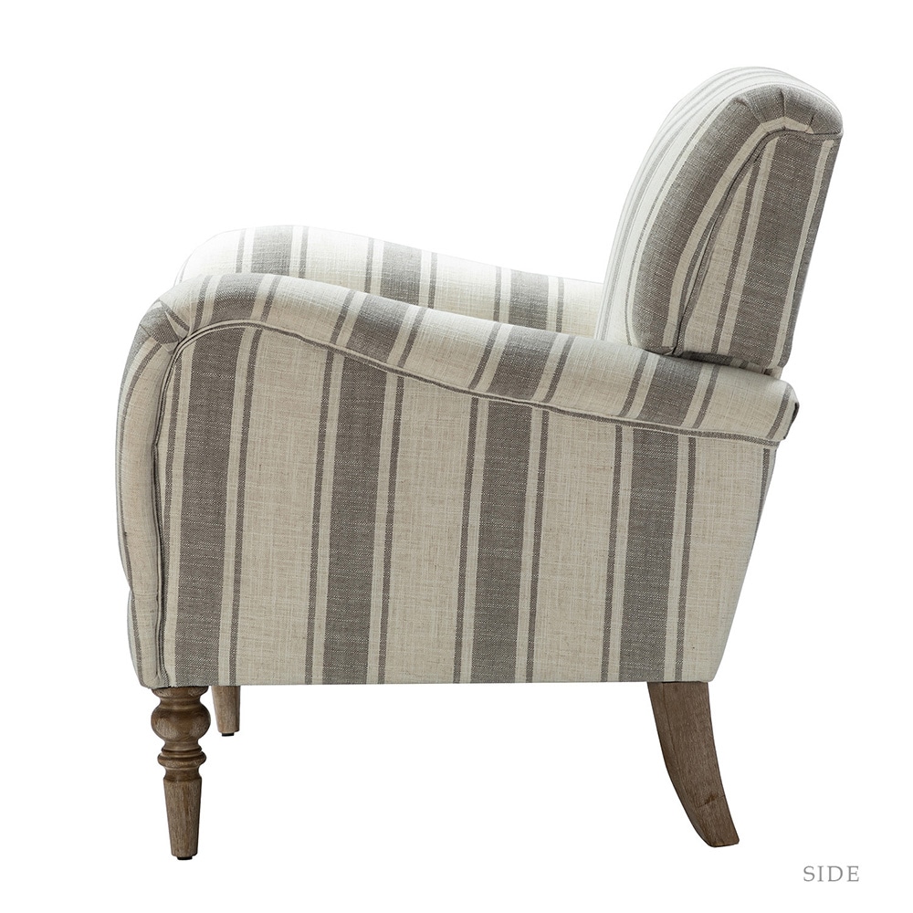 14 Karat Home Contemporary Grey Linen Accent Chair with Wood Frame in ...