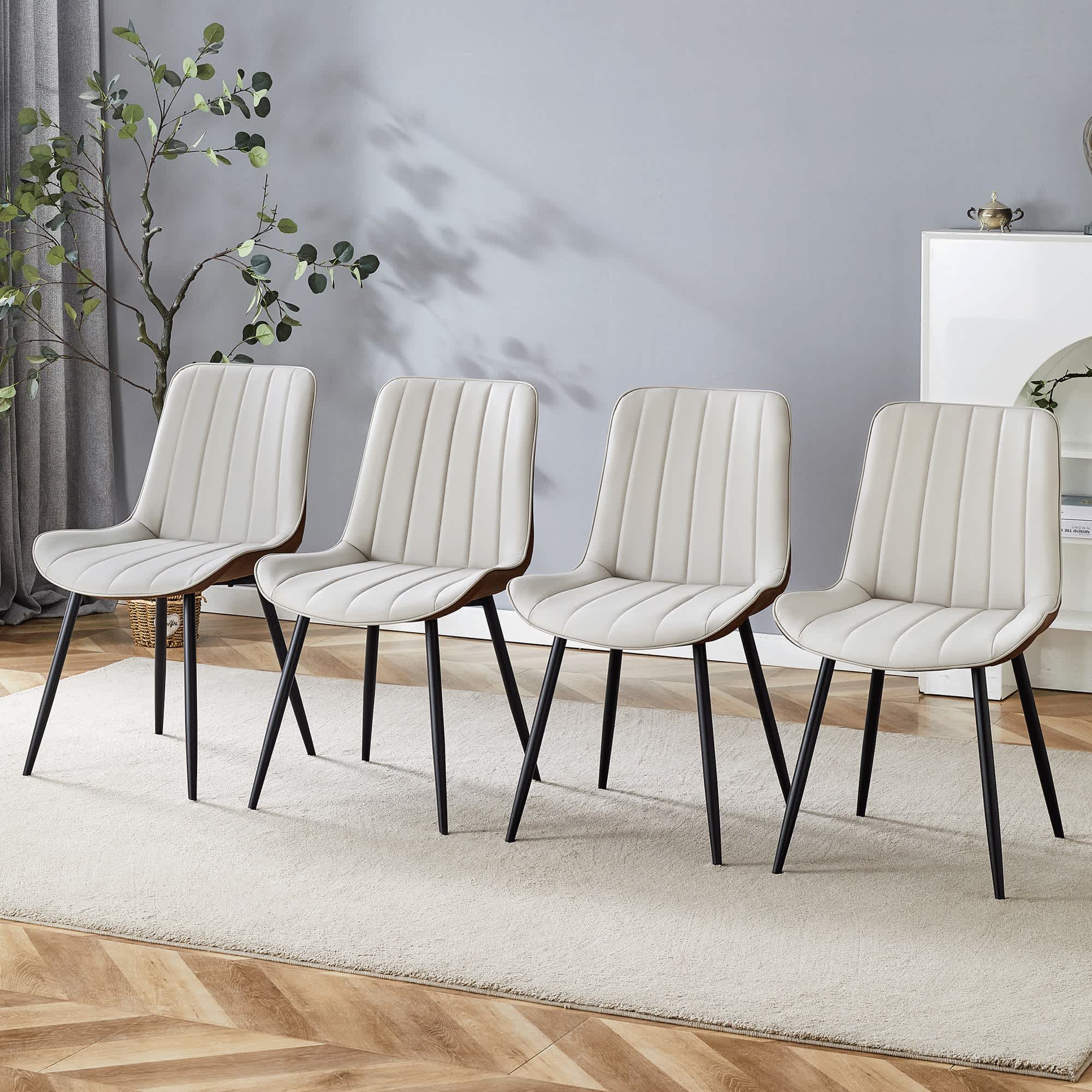 Vynxaria LEXY0050-DJCY-4BRW Gray and Brown Dining Chair Set of Four