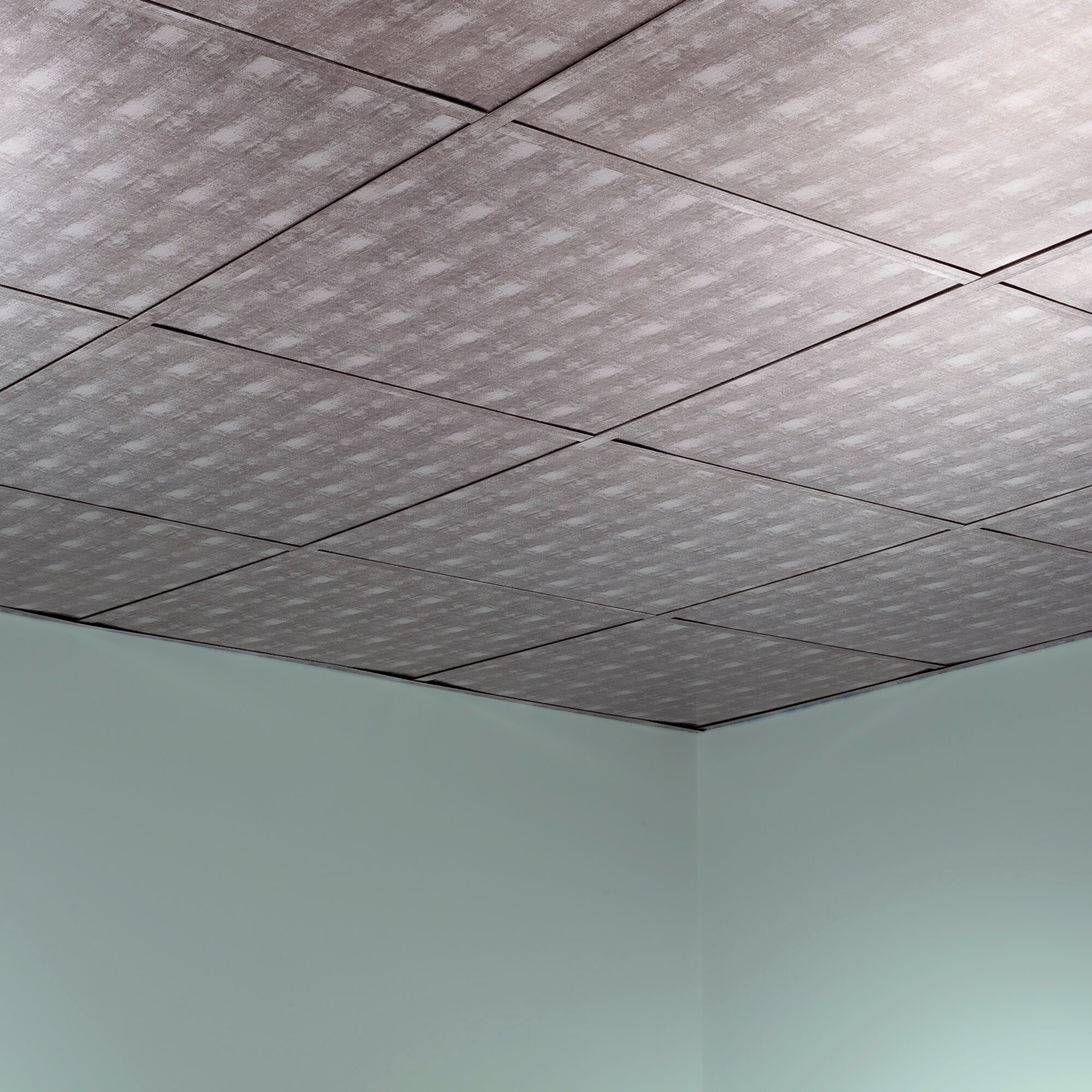 Fasade 2-ft x 2-ft Flat Panel Crosshatch Silver PVC Drop Ceiling Tile ...