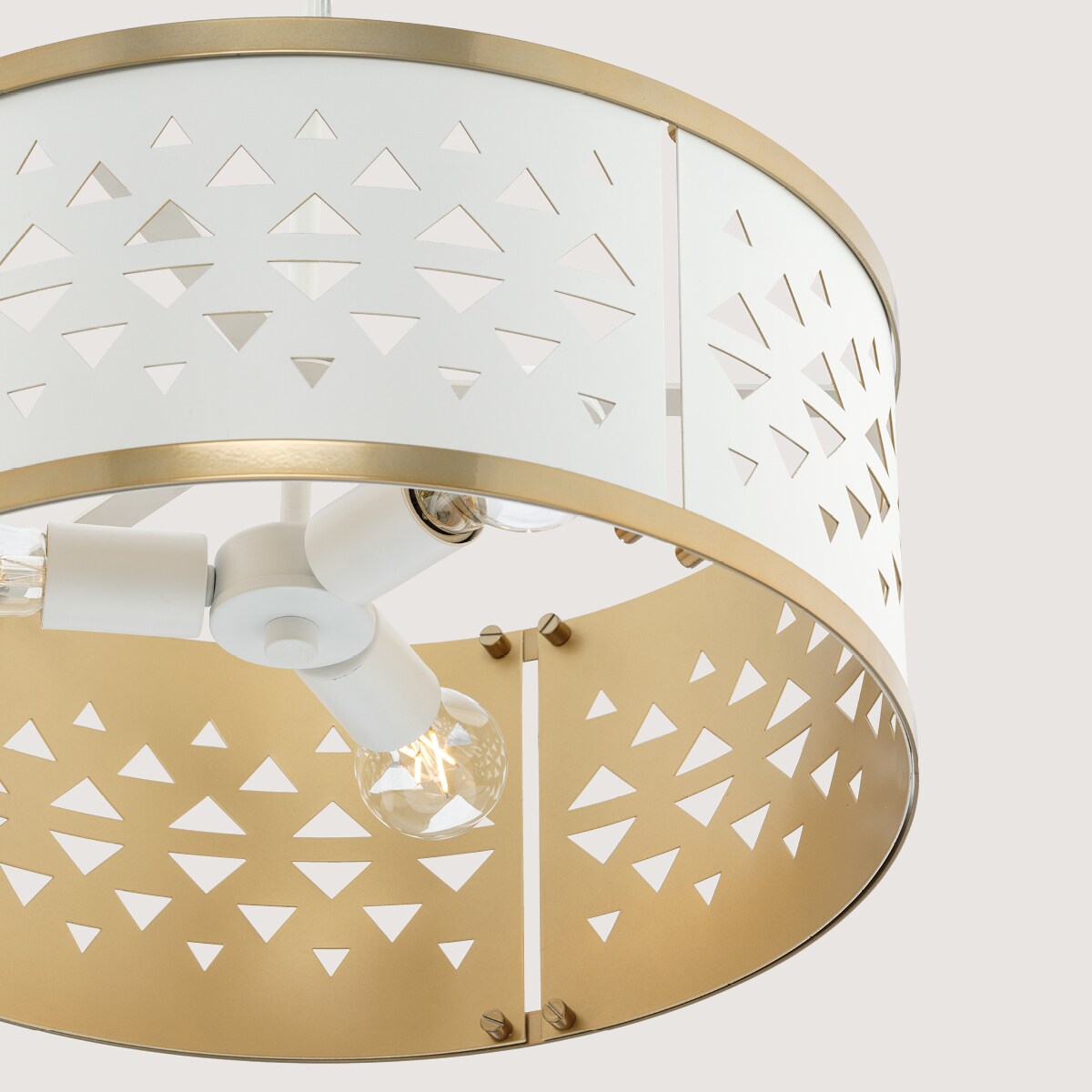 Avec 18" Champagne Bronze and White Metal Drum Pendant Light