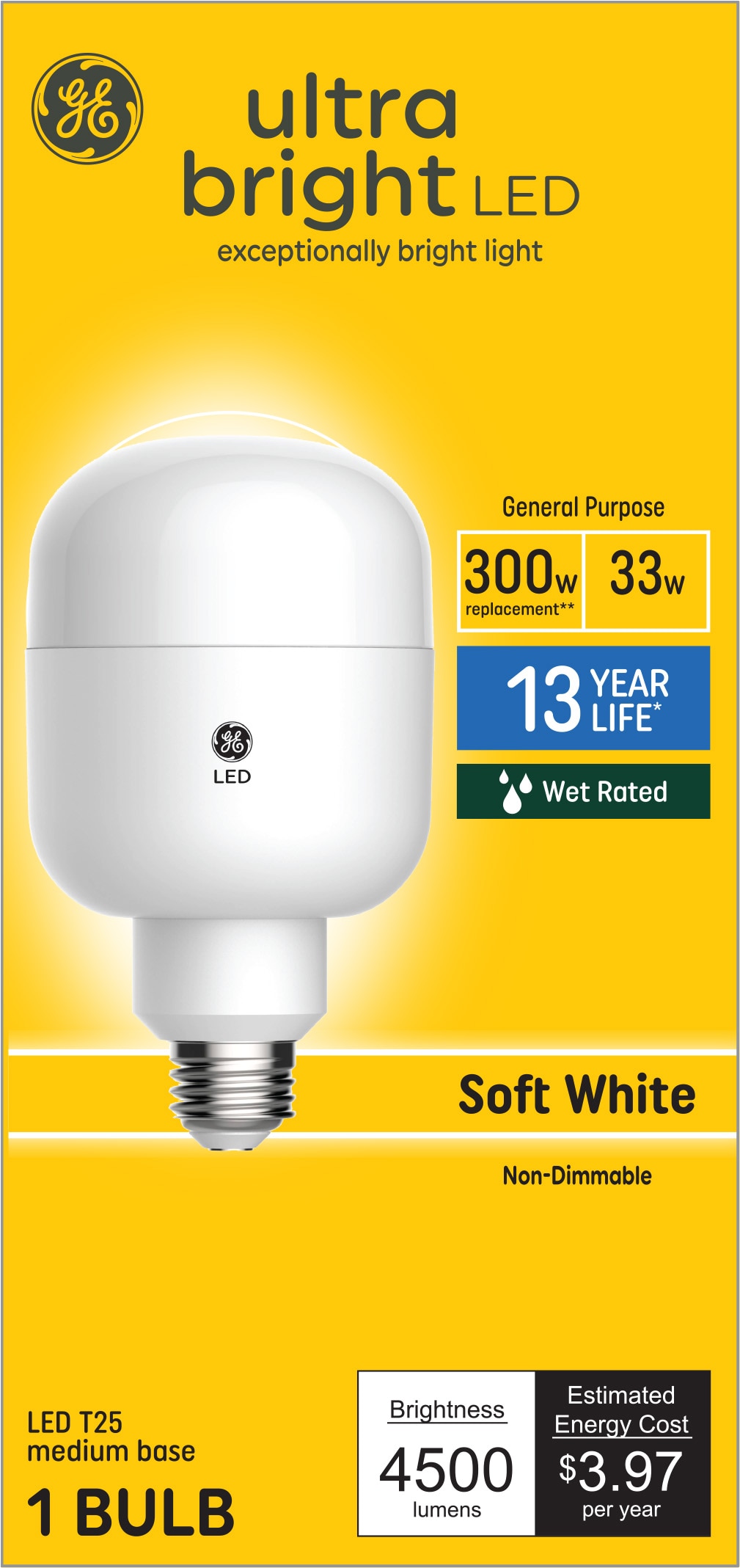 GE 300-Watt EQ T25 Soft White Medium Base (e-26) LED Light Bulb in