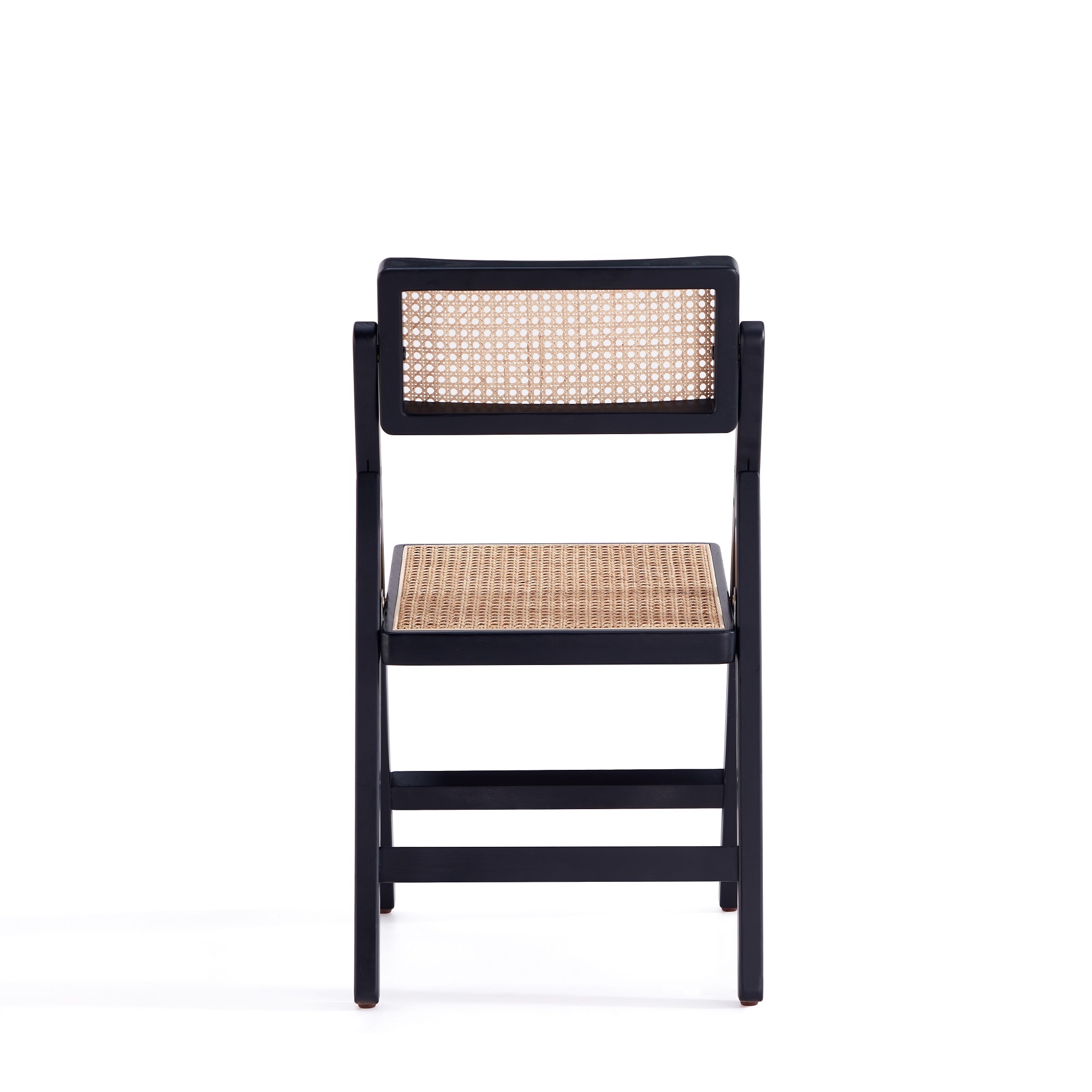 Black and Natural Cane High Folding Side Chair Set