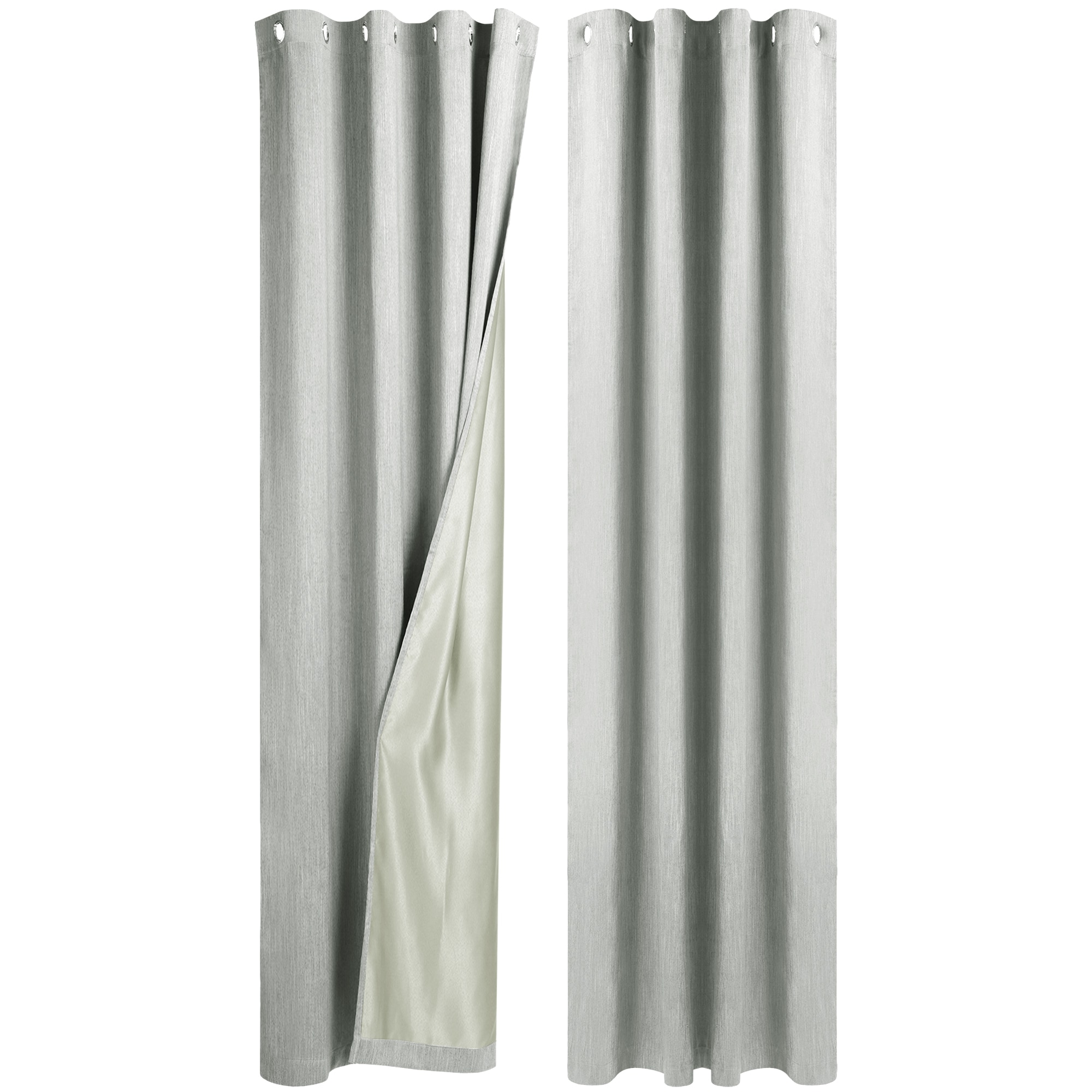 Unique Bargains Gray Blackout Curtains 108 Inch Length 2 Panels Set Noise Reduce Insulated Room Darkening Curtains Linen Textured Living Room Curtains with Grommet Top