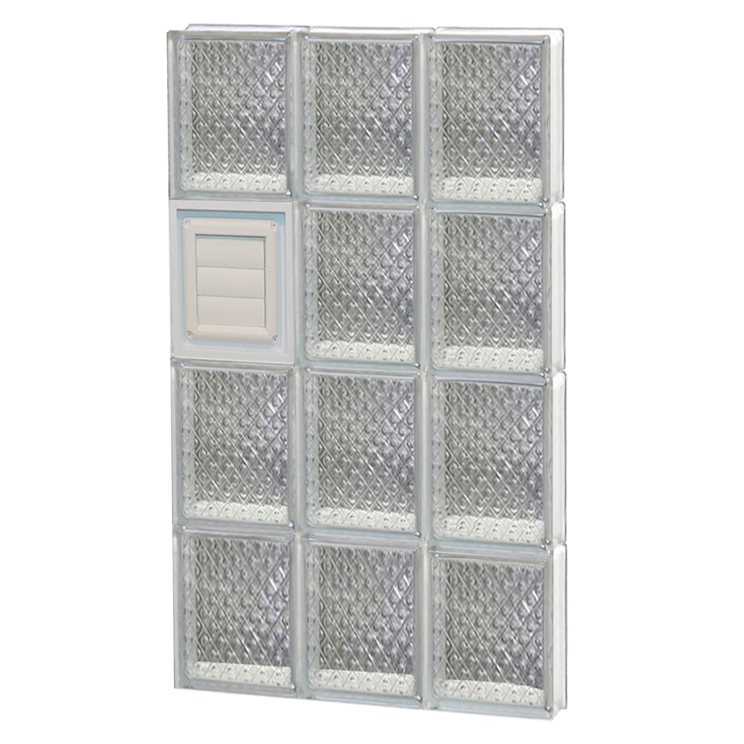 REDI2SET D1832DP Diamond Glass 17-1/4-in x 31-in Frameless Replacement Dryer vent Glass Block Window