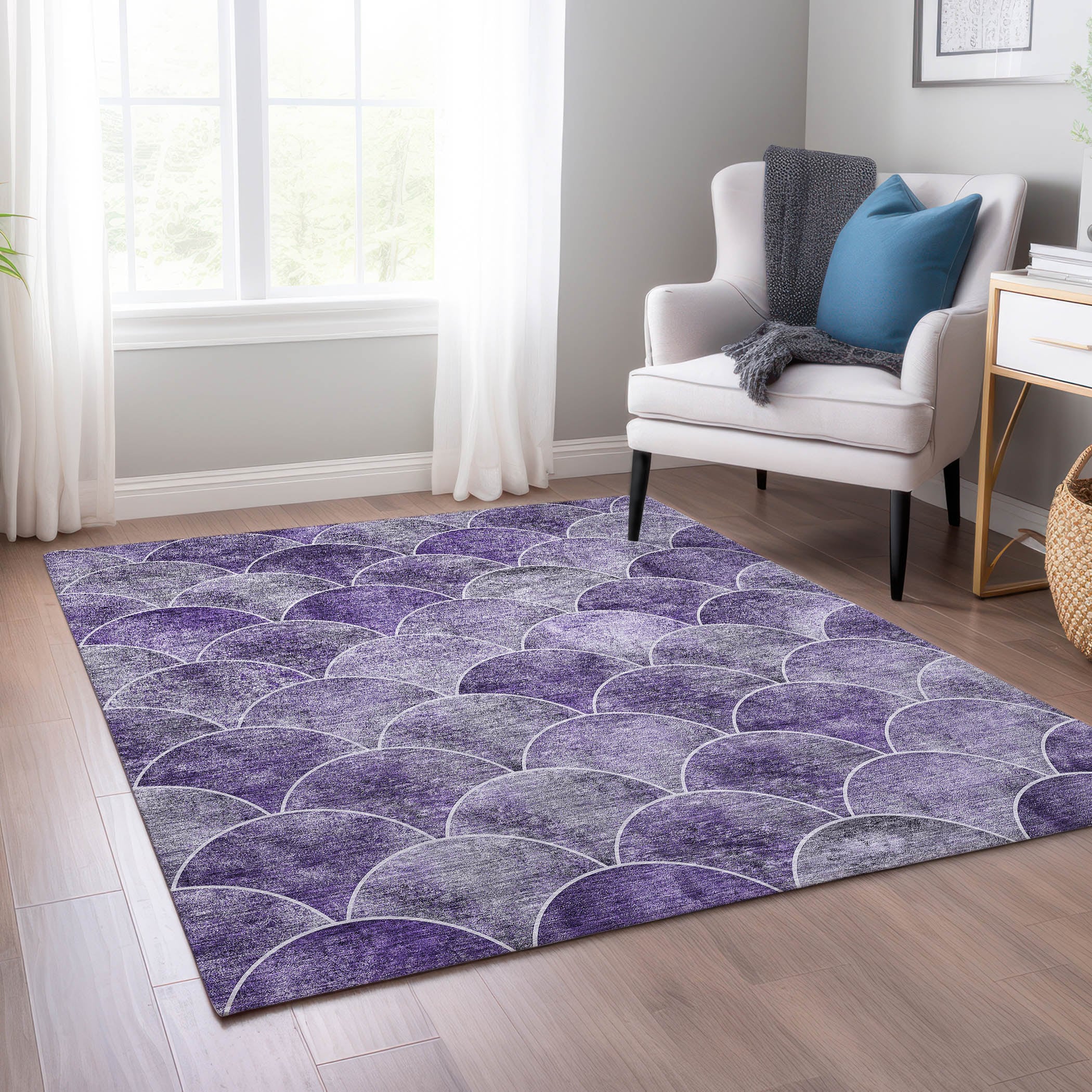 Addison Rugs ACN594PP30X46 Chantille ACN594PP 2 x 3 (ft) Polyester Purple Rectangular Indoor/Outdoor Abstract Machine washable Area rug