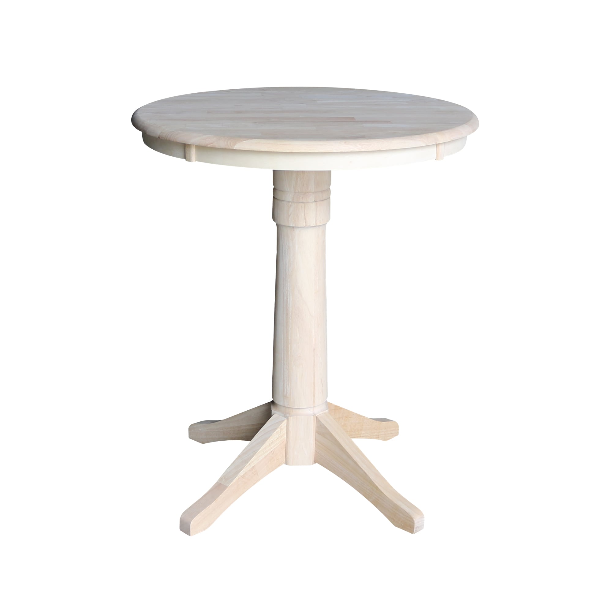 International Concepts K-30RT-27B-6B Unfinished Round Traditional Counter Table, Wood with Unfinished Wood Pedestal Base 30-in L x 34.9-in H