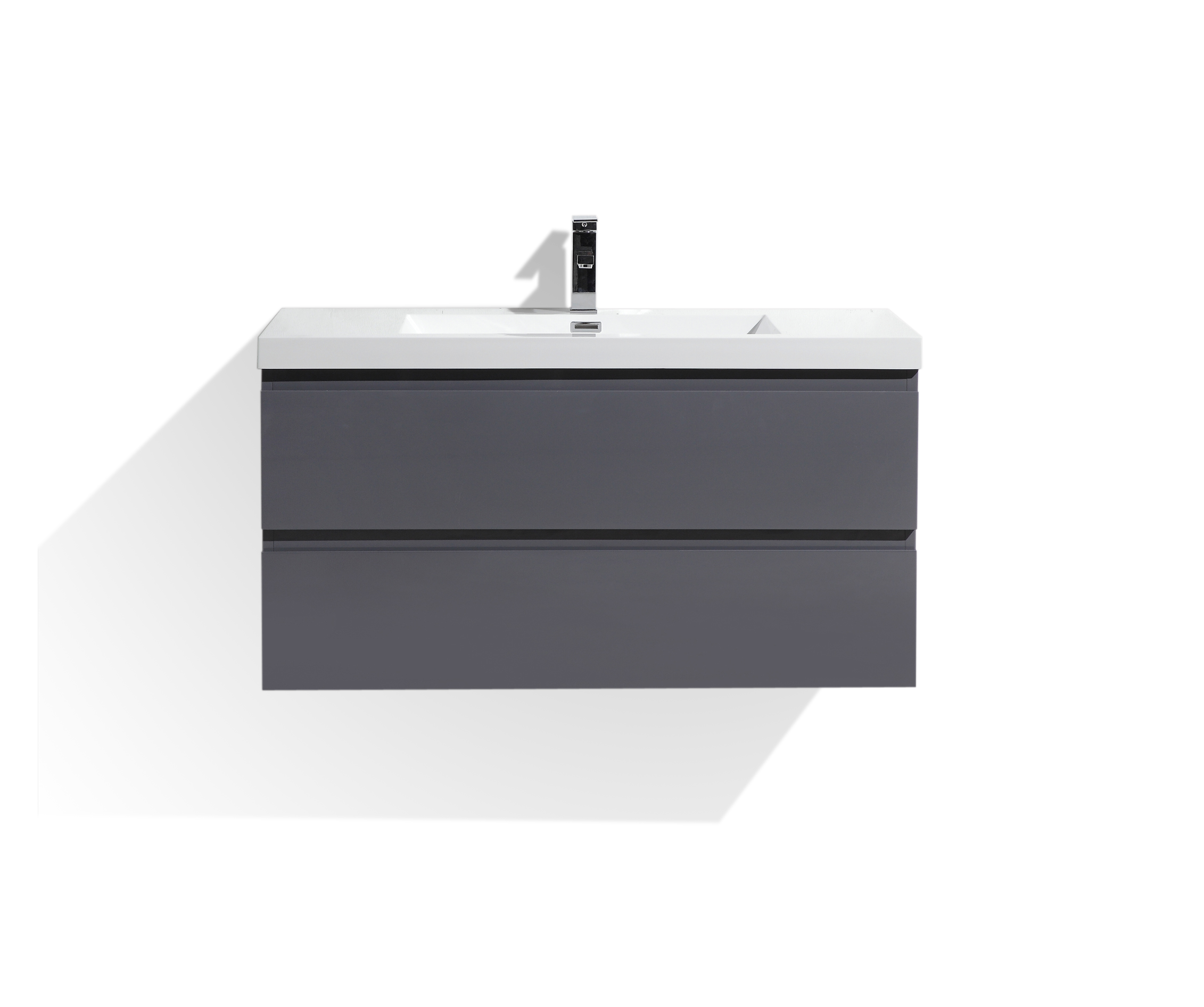 Moreno Bath MOB42-GR Moreno Bohemia 42-in Glossy gray Single sink Floating Bathroom Vanity with Pure white Acrylic Top