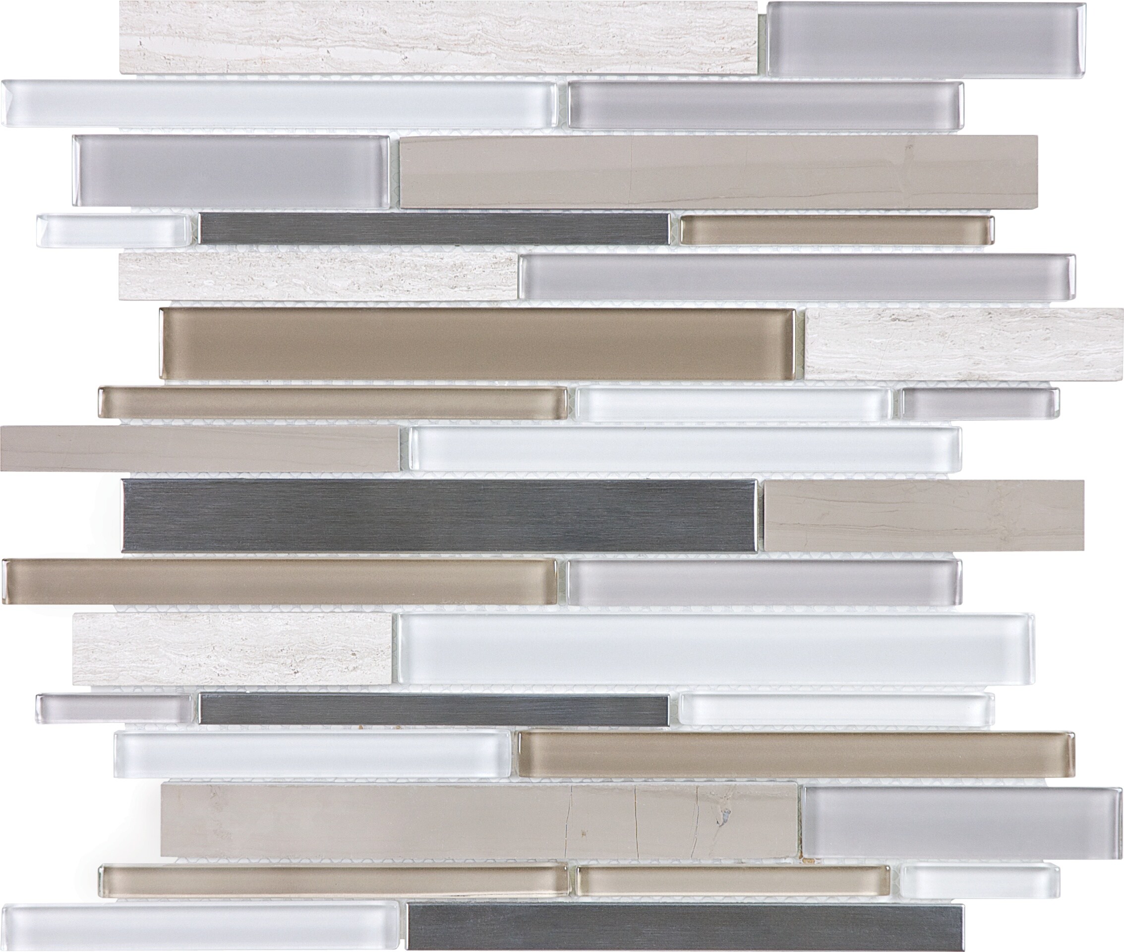 Anatolia 3001-0134-0 Twilight Mist 12-in x 12-in Glossy Glass Subway Mosaic Wall Tile (10-sq. ft/ Carton)