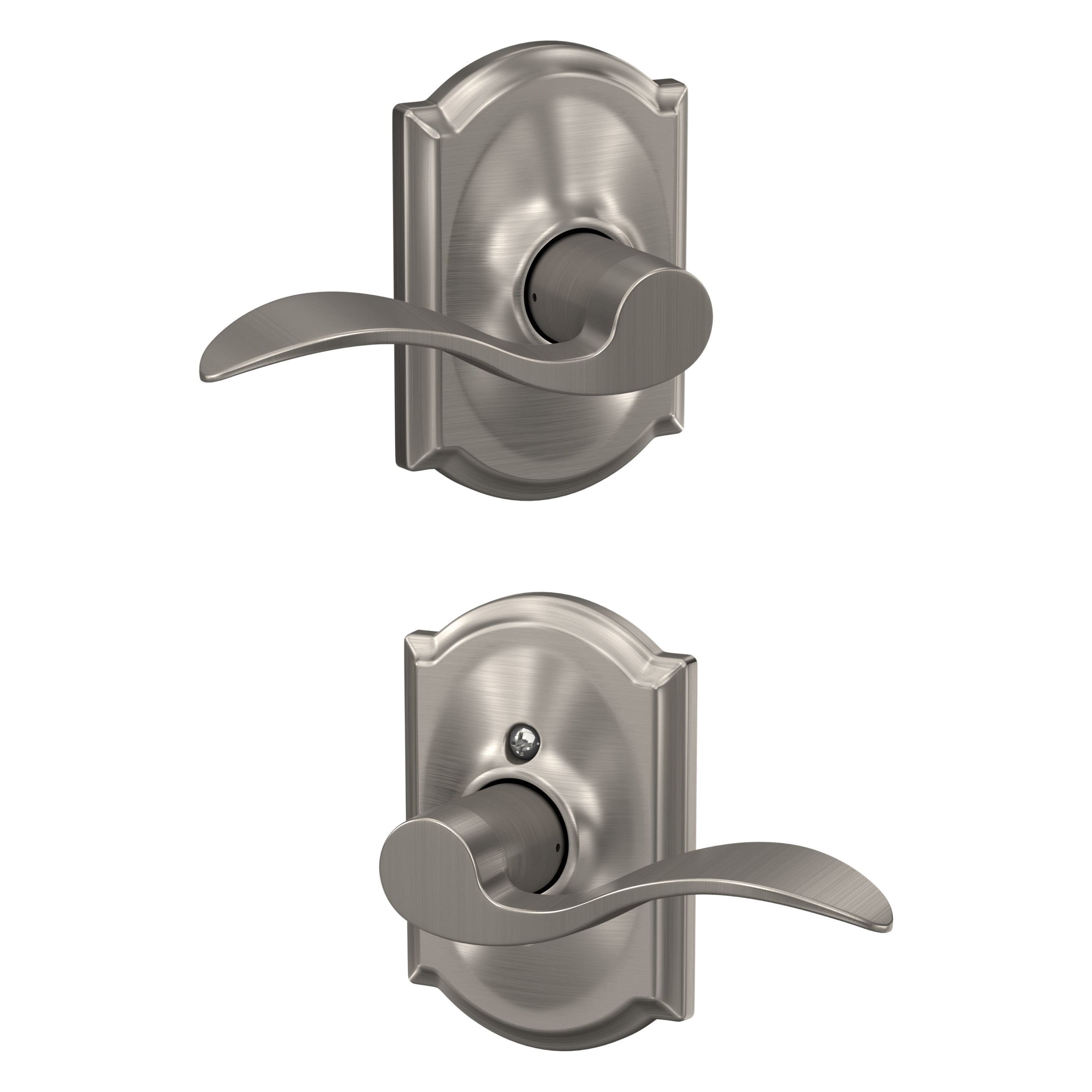 Schlage F10 V ACC 619 CAM Accent with Camelot trim Satin Nickel Interior Hall/Closet Passage Door Handle