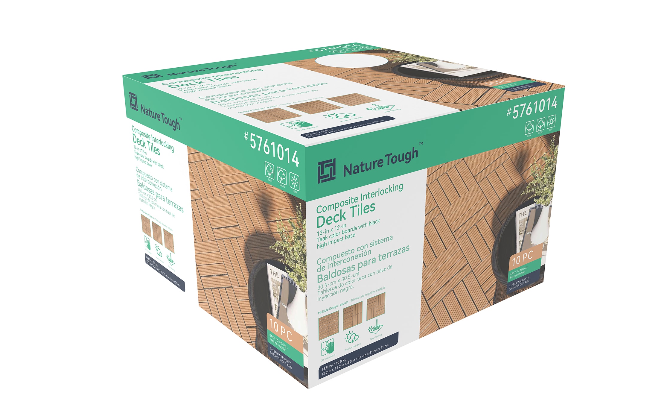 10-Pack Teak Prefinished Pressure Treated Composite Deck Tile