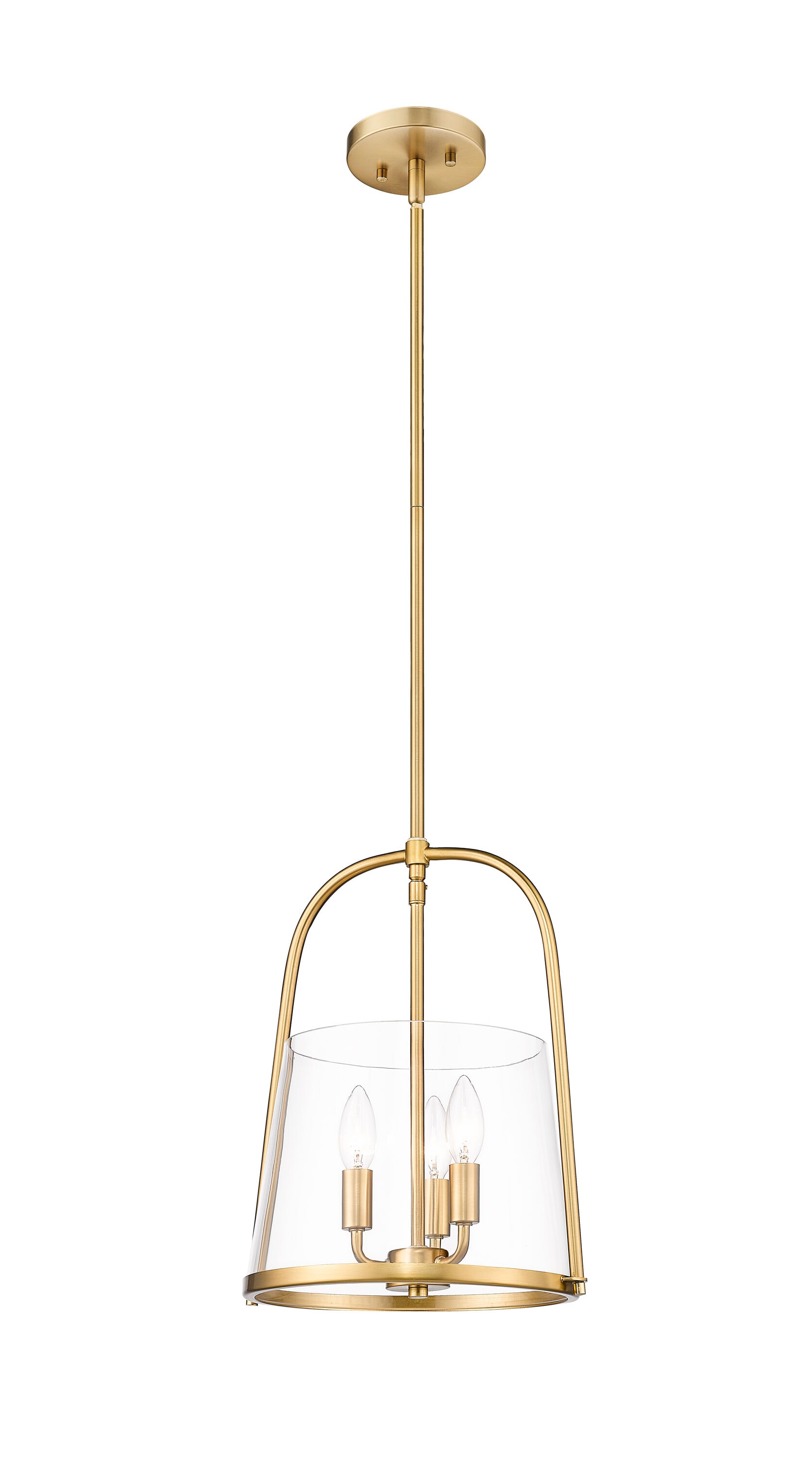 Modern Gold Steel and Glass 3-Light Pendant