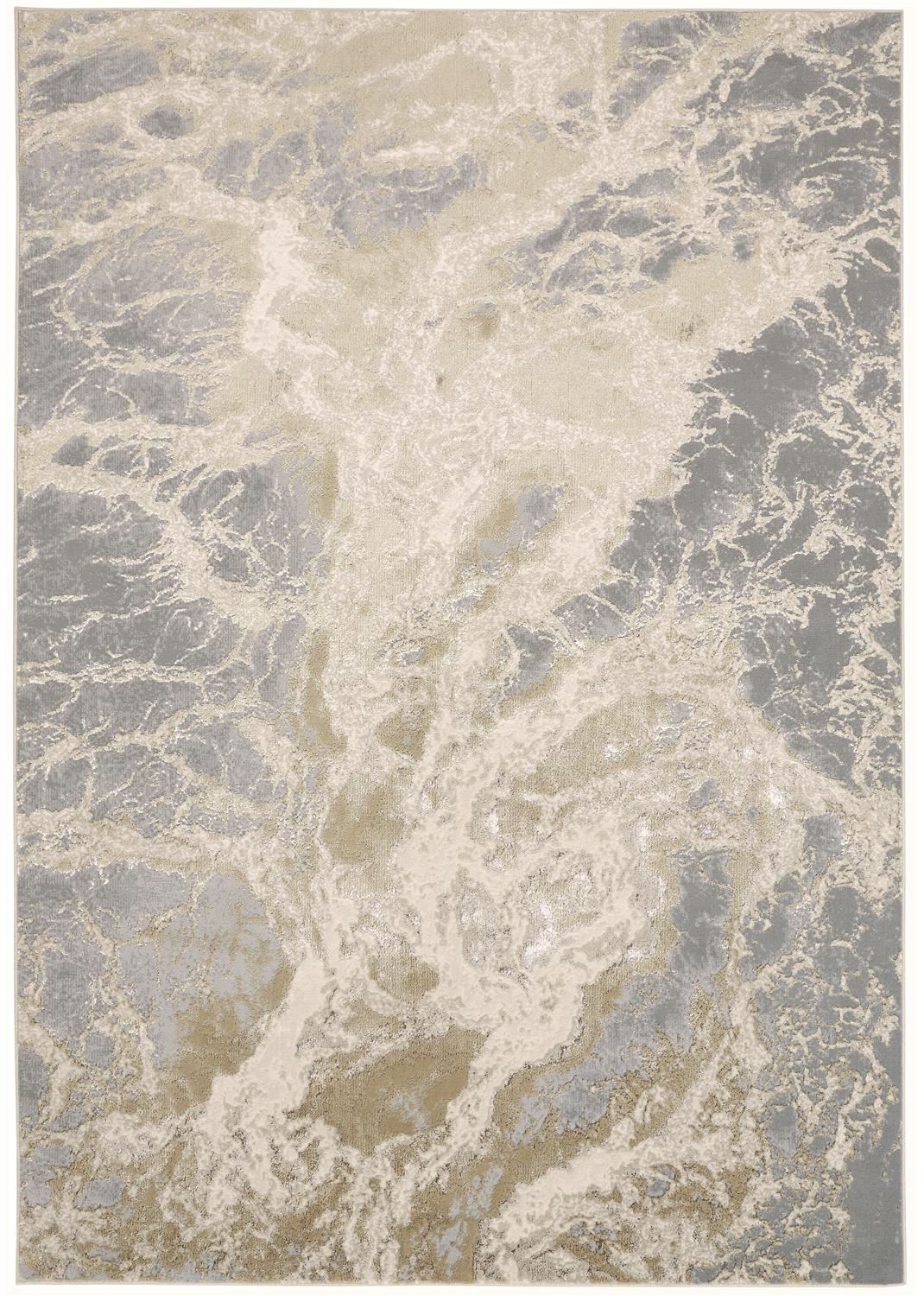 Room Envy AURR3563BGEGRYJ00 Tripoli 12 x 15 (ft) Loomed Polyester Silver Gray/Beige Rectangular Indoor Abstract Mid-Century Modern Area rug