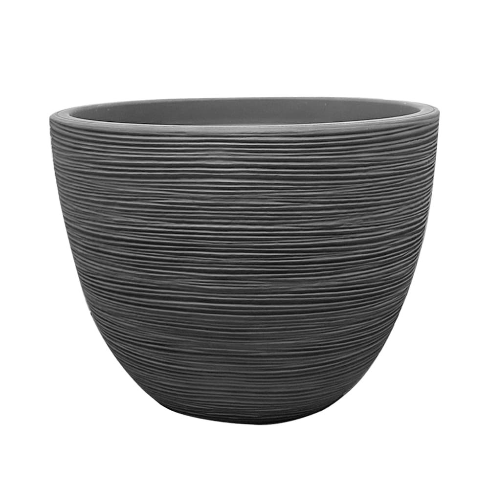 Grosfillex US330147 Round 15.91-in W x 15.91-in L Gray Resin Indoor/Outdoor Planter