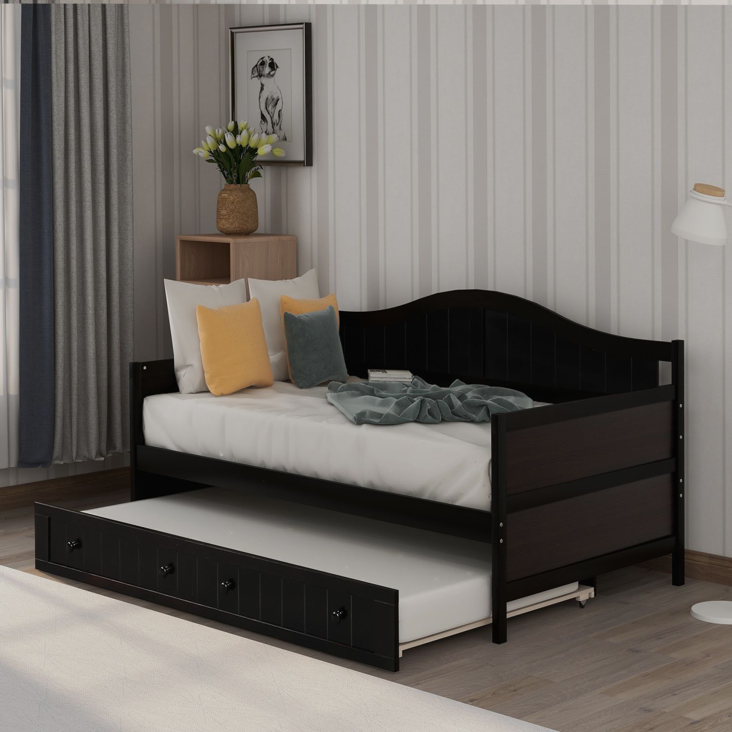 JASMODER WF192861AAP Espresso Twin Composite Platform Bed
