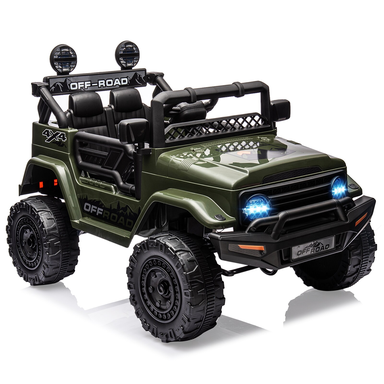 Der Rose RIDE ON CAR-002710 12V Kids Electric Ride On Truck With Remote Control Three Speeds Led Lights Music And Spring Suspension For Ages 3 To 8 Green