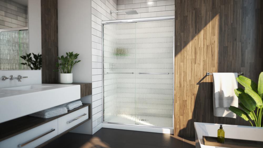 Arizona Shower Door LSER4870CHRNT Lite-Euro Polished Chrome 46-in to 48-in W x 70.375-in H Semi-frameless Bypass Sliding Shower door 1/4-in Thick Patterned Glass