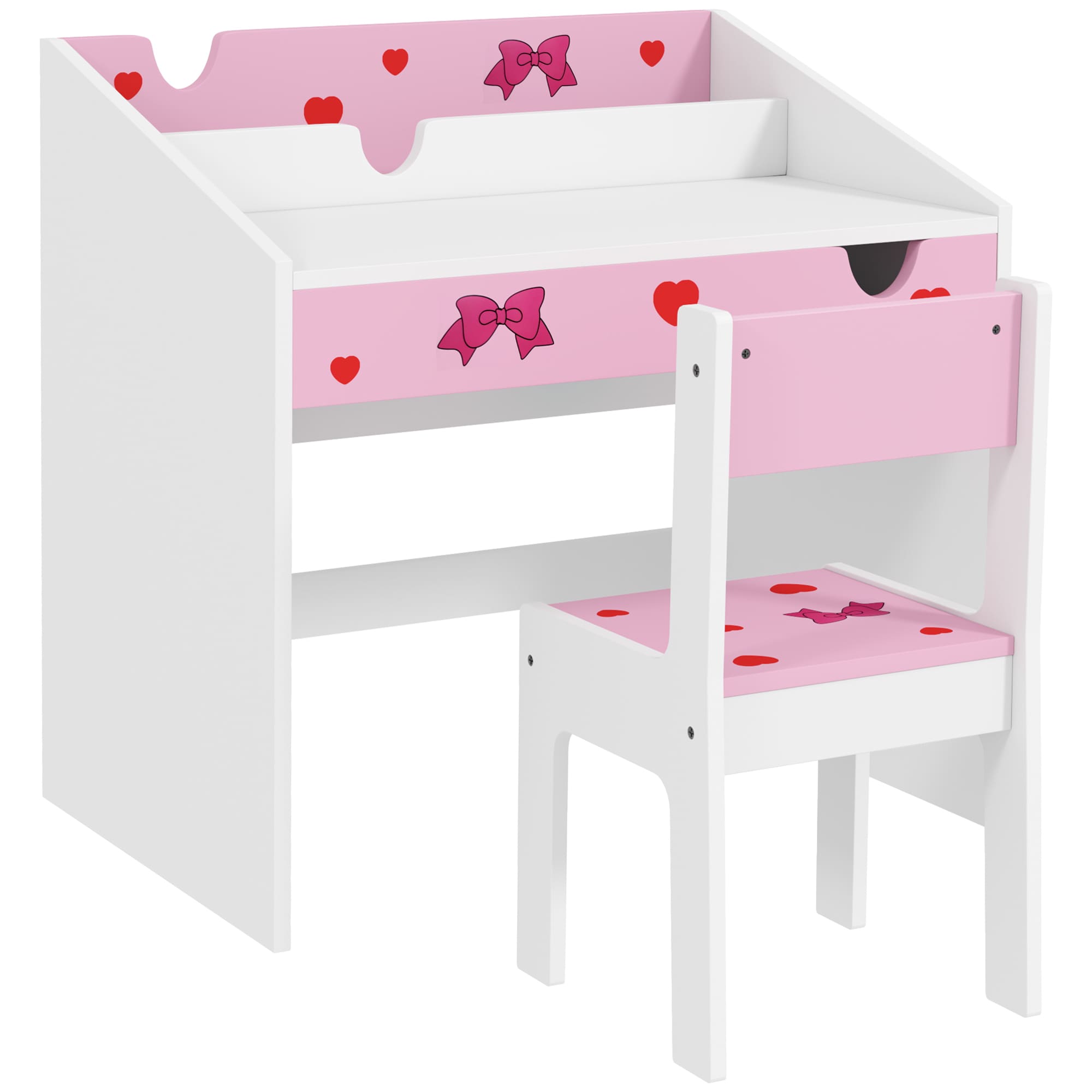 Qaba Kids Desk and Chair Set Student Writing Desk for Bedroom Study ...