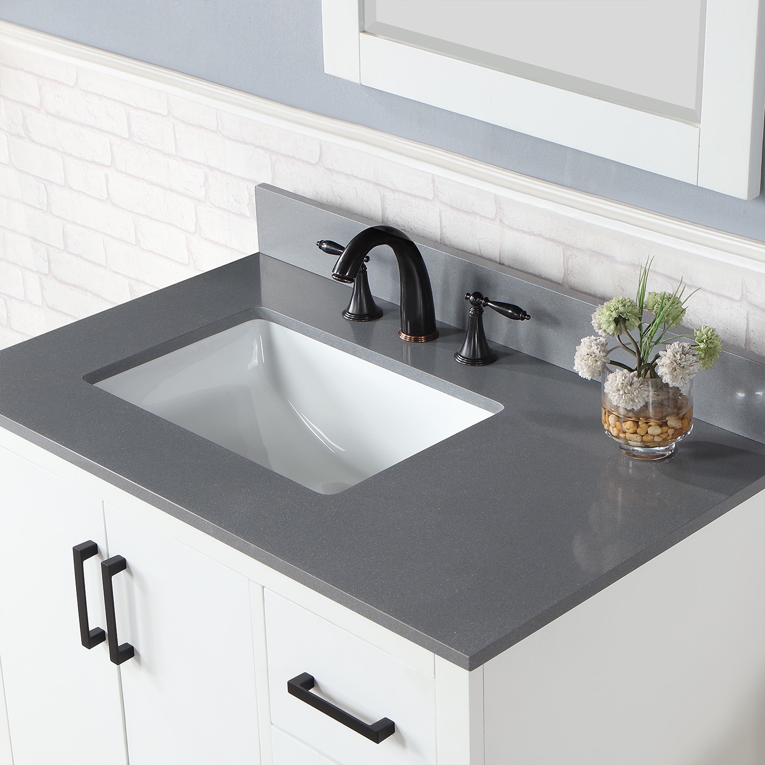 Altair Monna 36" White & Concrete Grey Single Bathroom Vanity Set