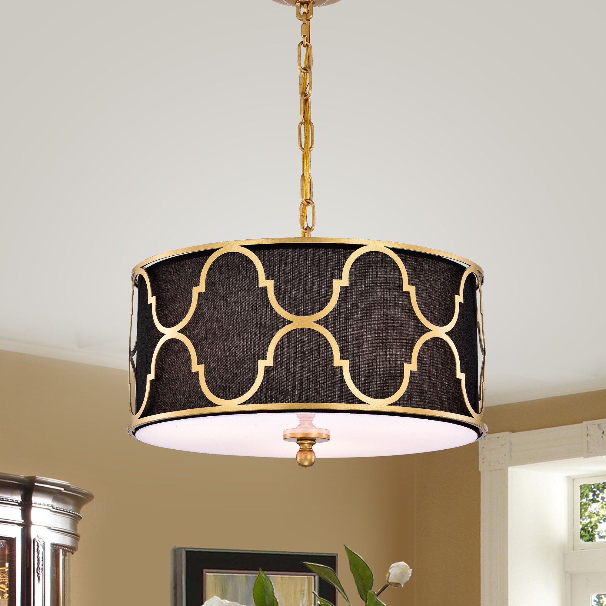 Home Accessories Inc HM162/3 3 -Light Gold Modern/contemporary For Use in Bedrooms, Dining Rooms, Foyers, Kitchens, Living Rooms Chandelier
