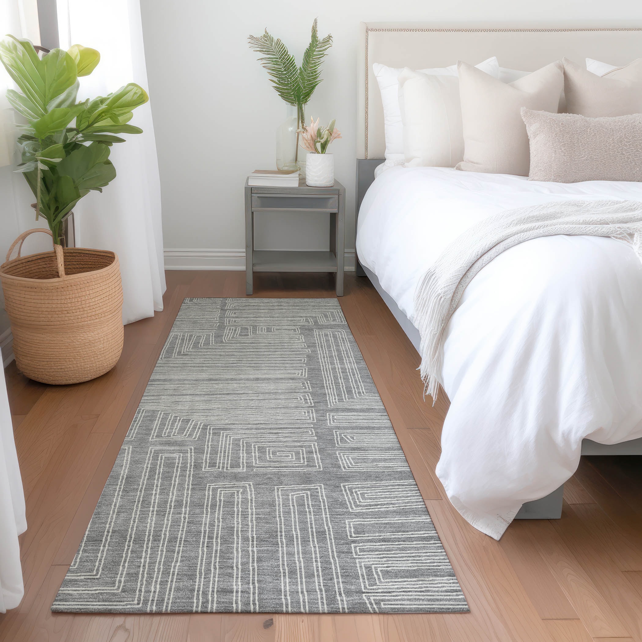 Addison Rugs ACN1045GY2X8 Chantille ACN1045GY 2 x 7 (ft) Polyester Gray Rectangular Indoor/Outdoor Geometric Machine washable Runner rug