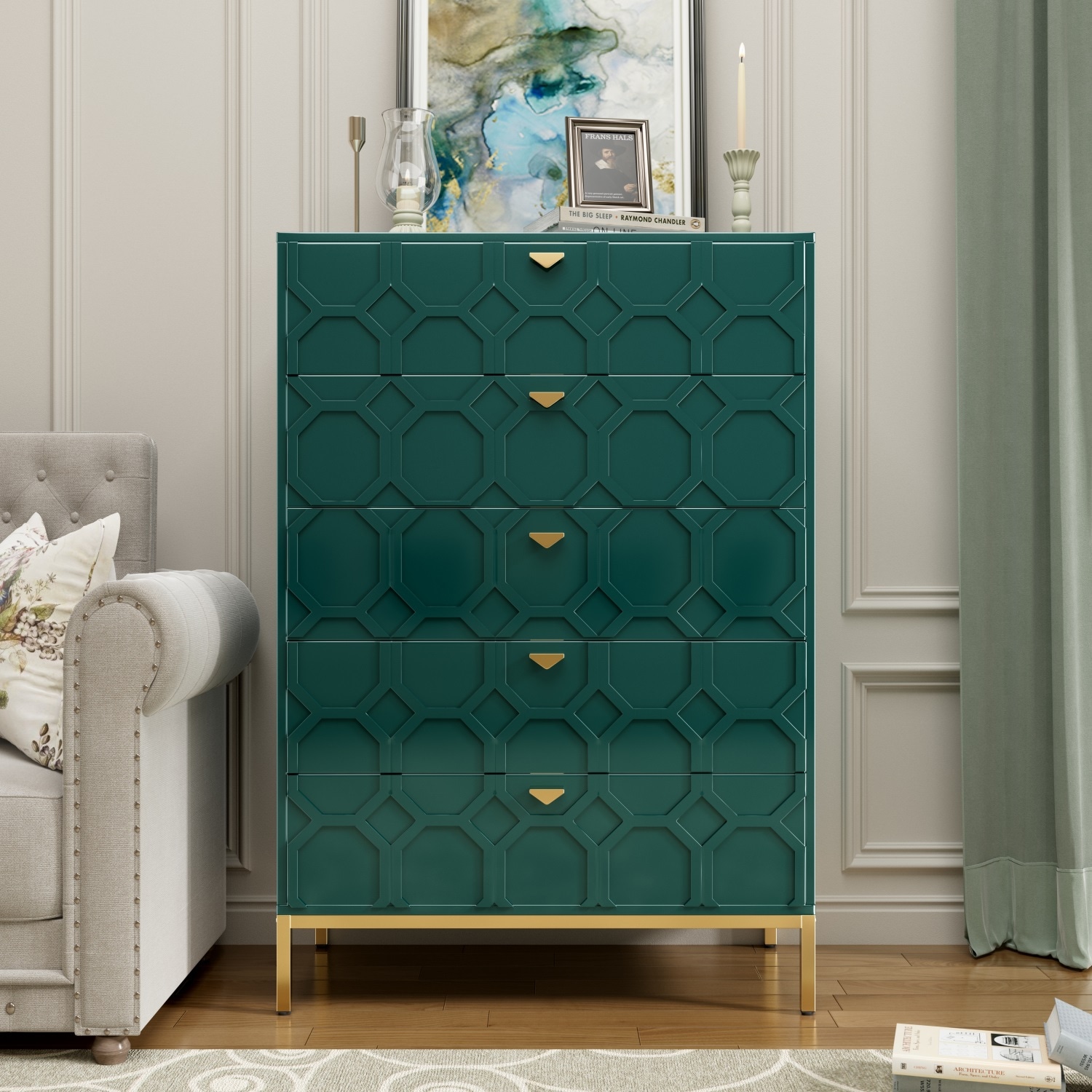 Mondawe MO-JH-009015-GR 31.5-in W Green Accent Cabinet