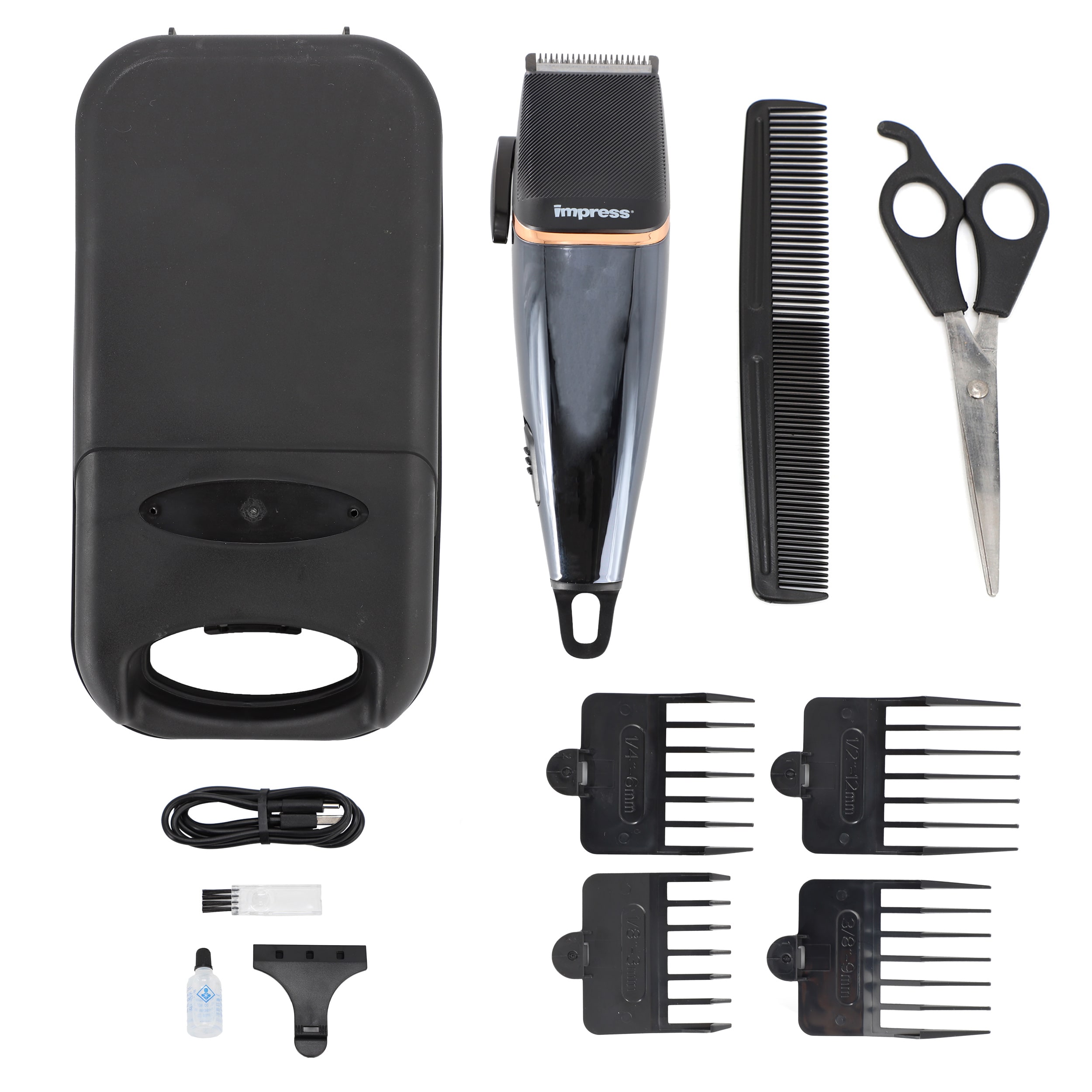Impress  12 Piece Cordless Rechargeable Hair Cutting Kit with Storage Case