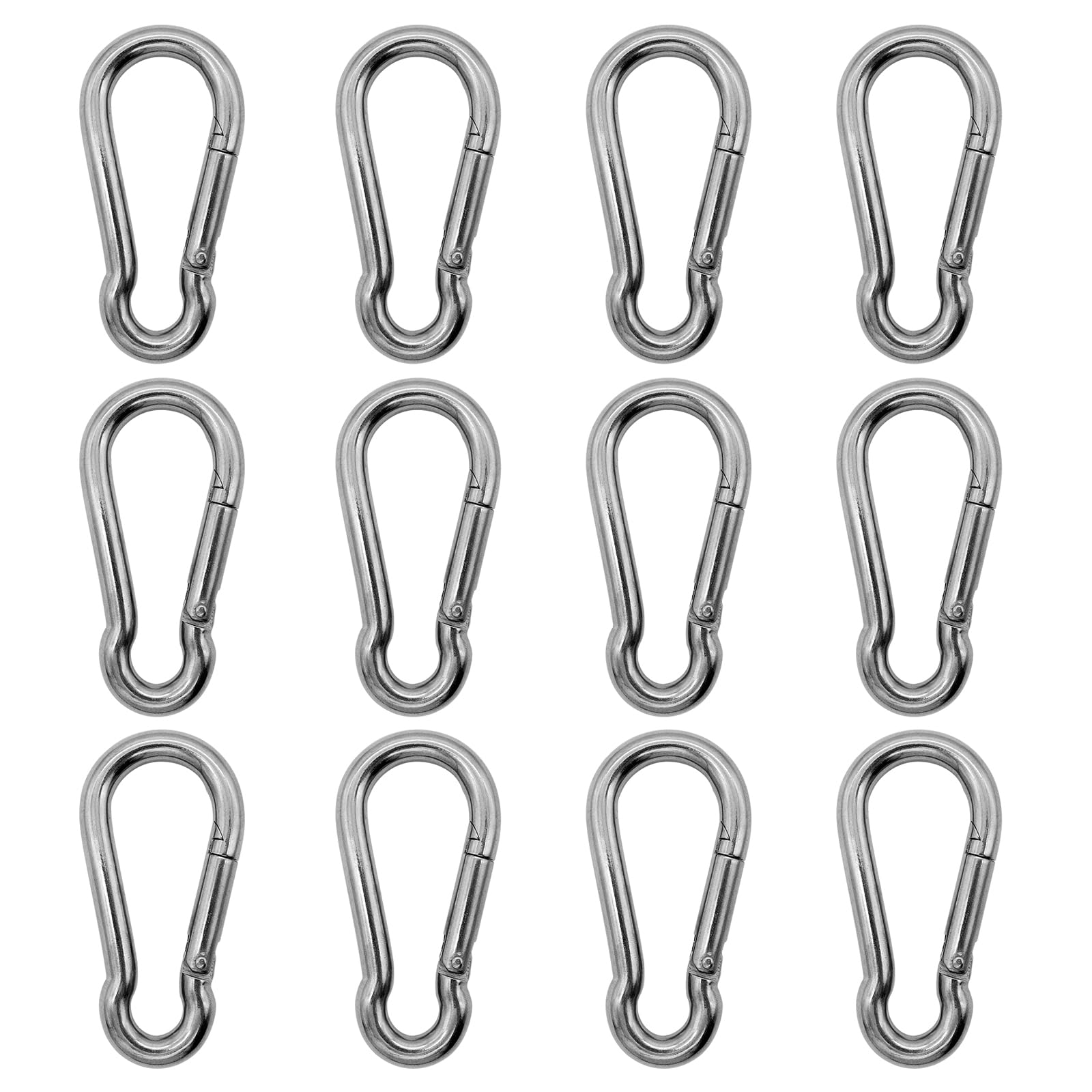Etokfoks  316 Stainless Steel M4 Carabiner Clip Set of 12 Rust Free Spring Snap Hook for Gym Swing Dog Leash Hammock