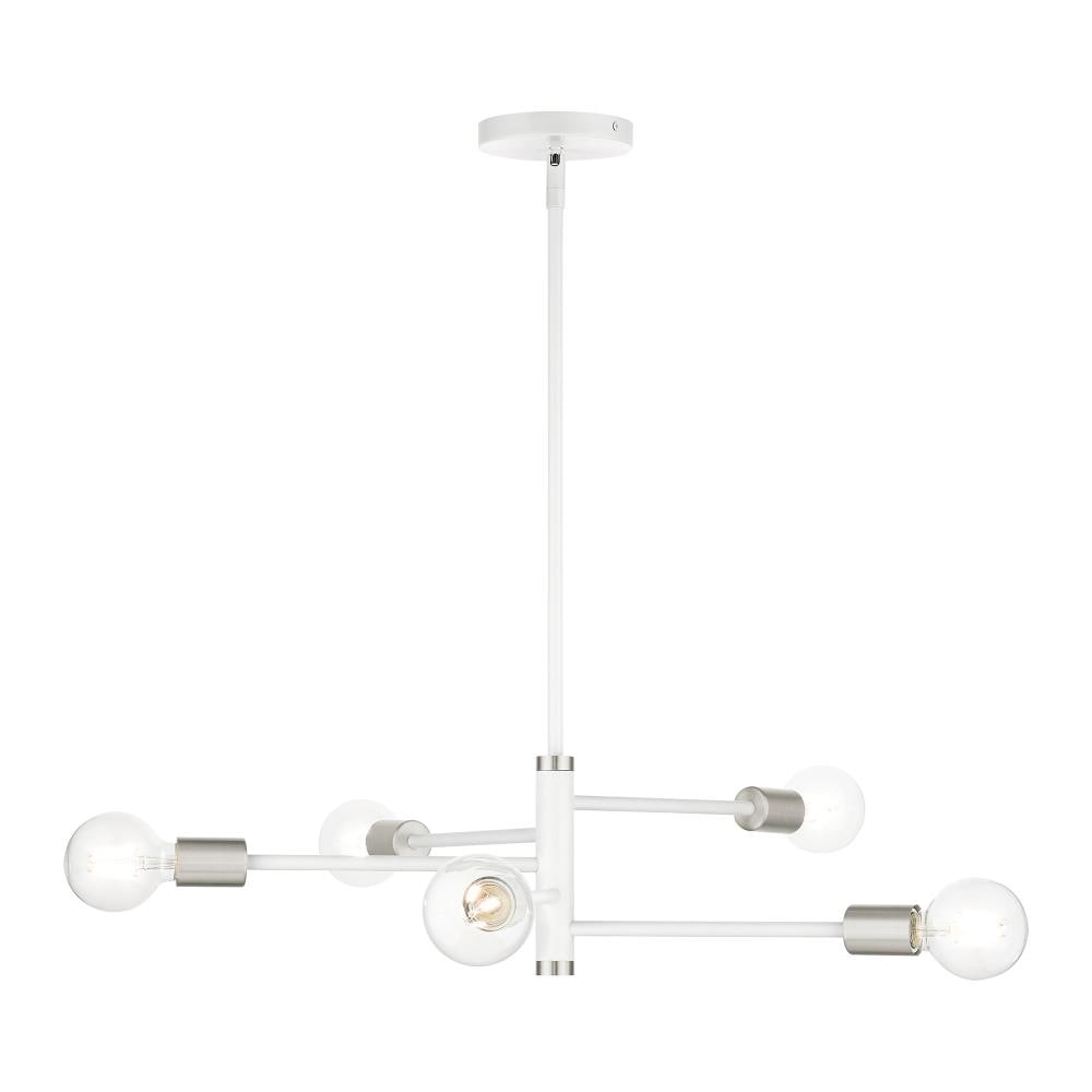 Livex Lighting 45865-03 Bannister 5 -Light Matte White Modern/contemporary For Use in Bathrooms, Bedrooms, Dining Rooms, Foyers, Kitchens, Living Rooms Chandelier