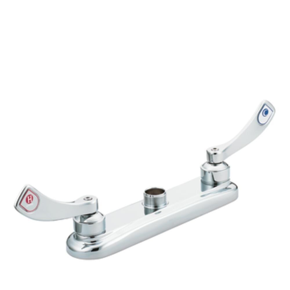 Moen M-Dura Chrome 2-Handle Deck-Mount Low-Arc Handle Commercial Kitchen Faucet