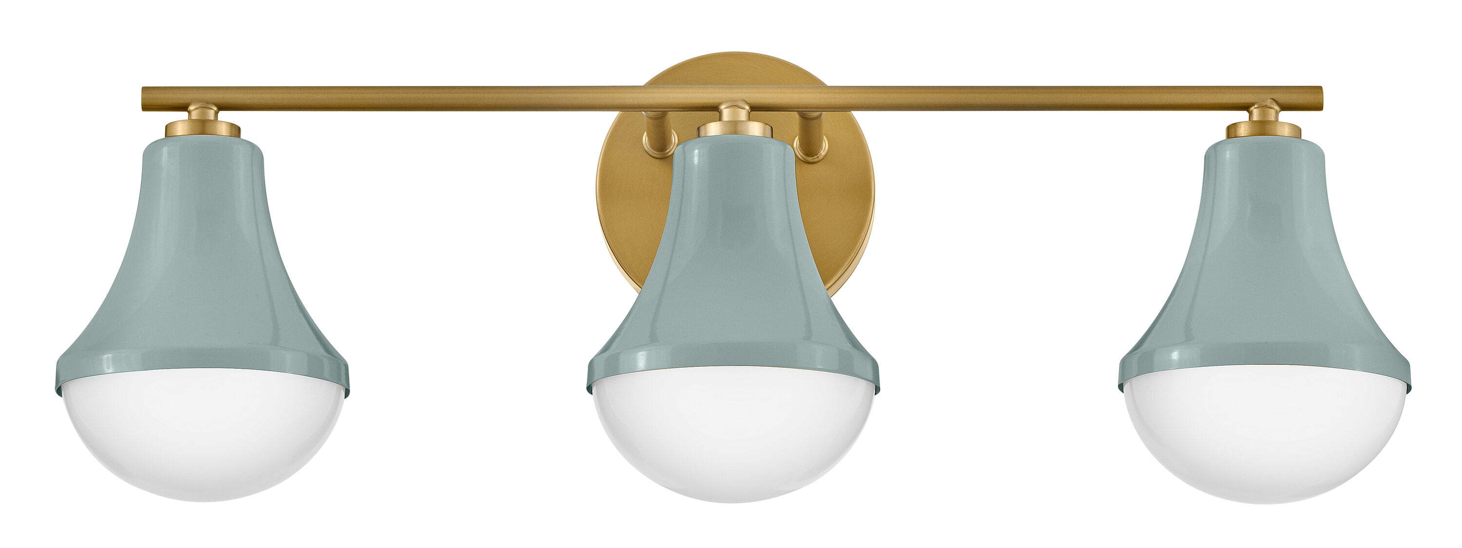 Seafoam Lacquered Brass 3-Light Vanity with Opal Glass Shades