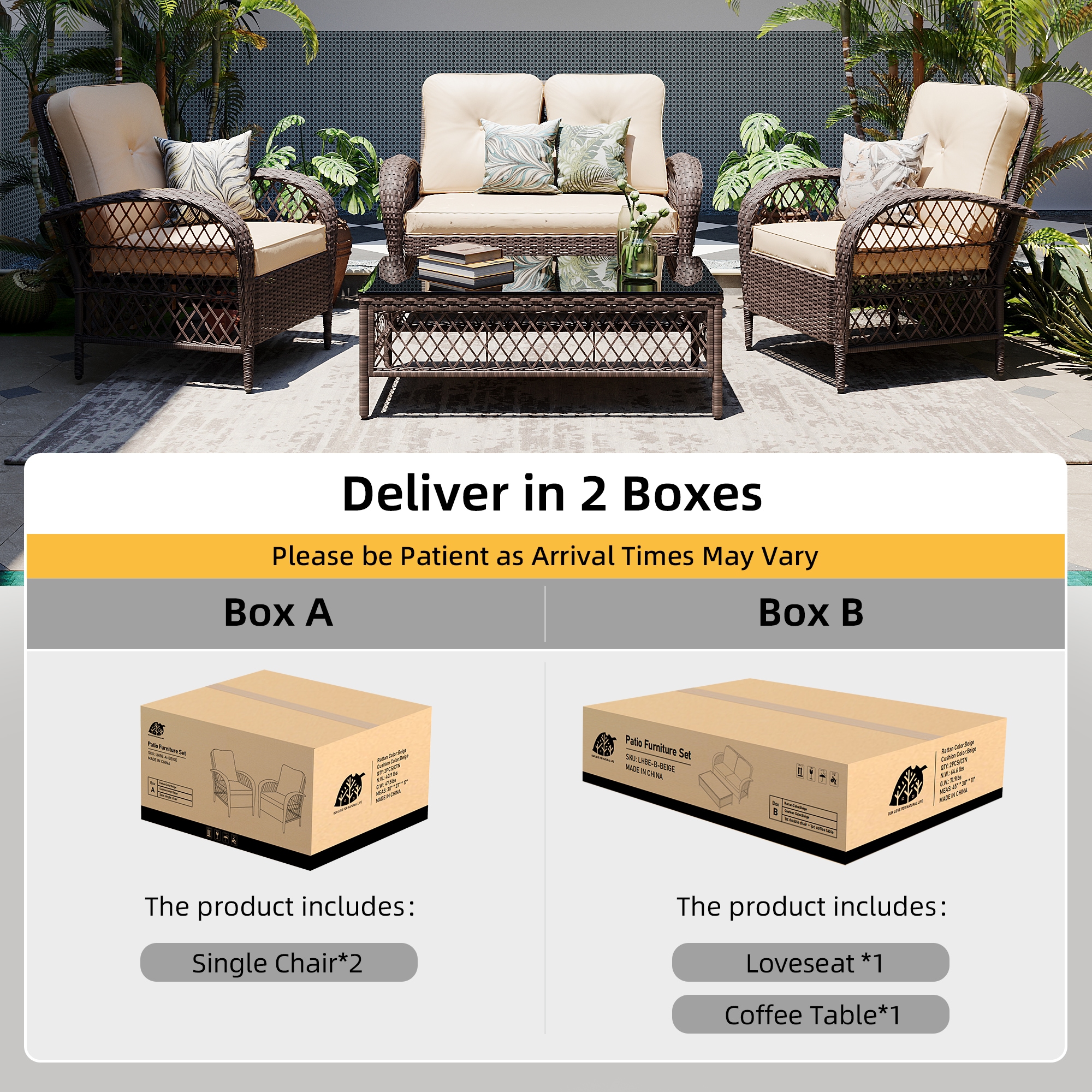 Patio Watcher LH4-B-BEIGE Patio-Conversation-Sets - View #8