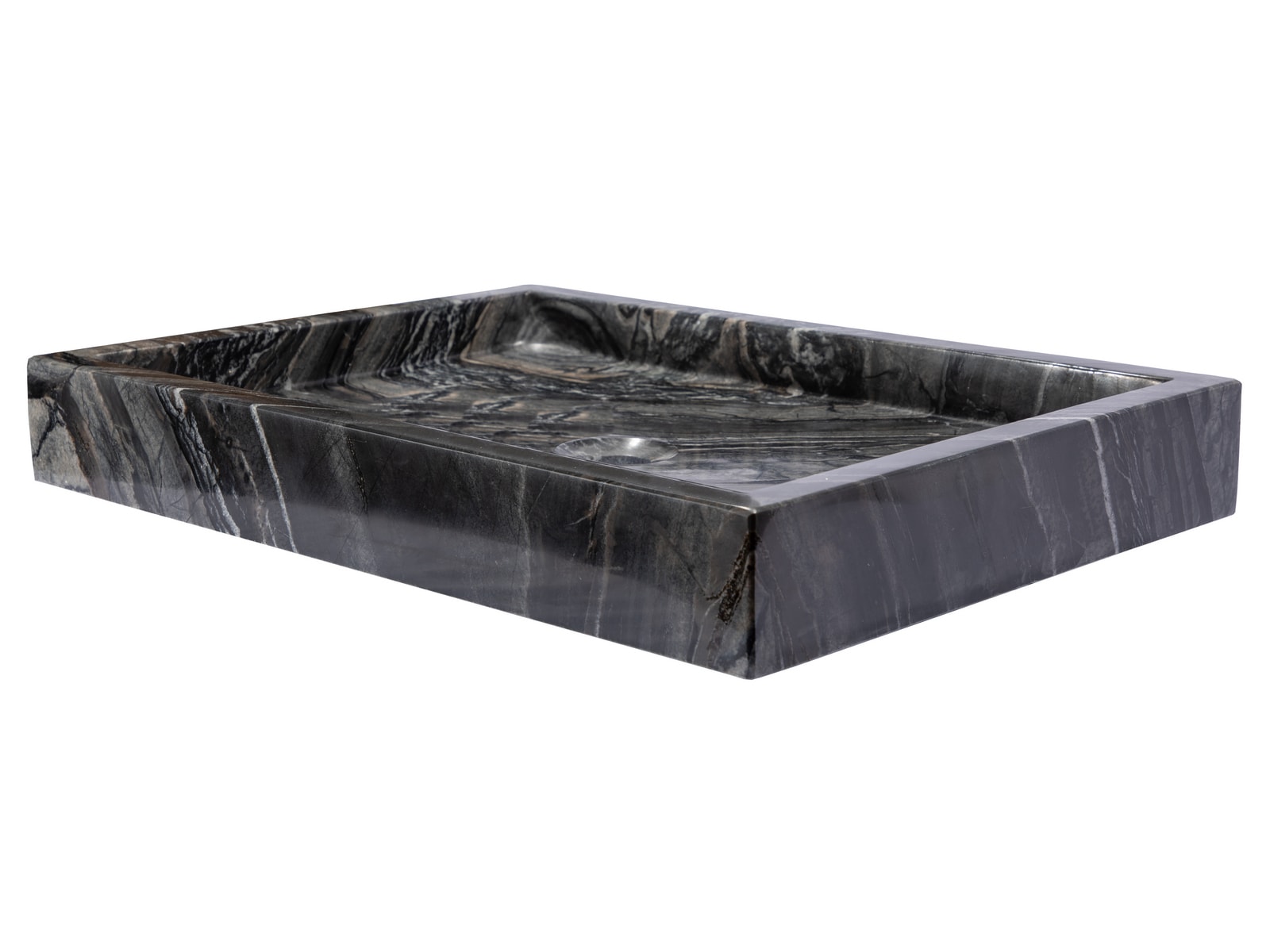 Charcoal Gray Stone Rectangular Vessel Bathroom Sink