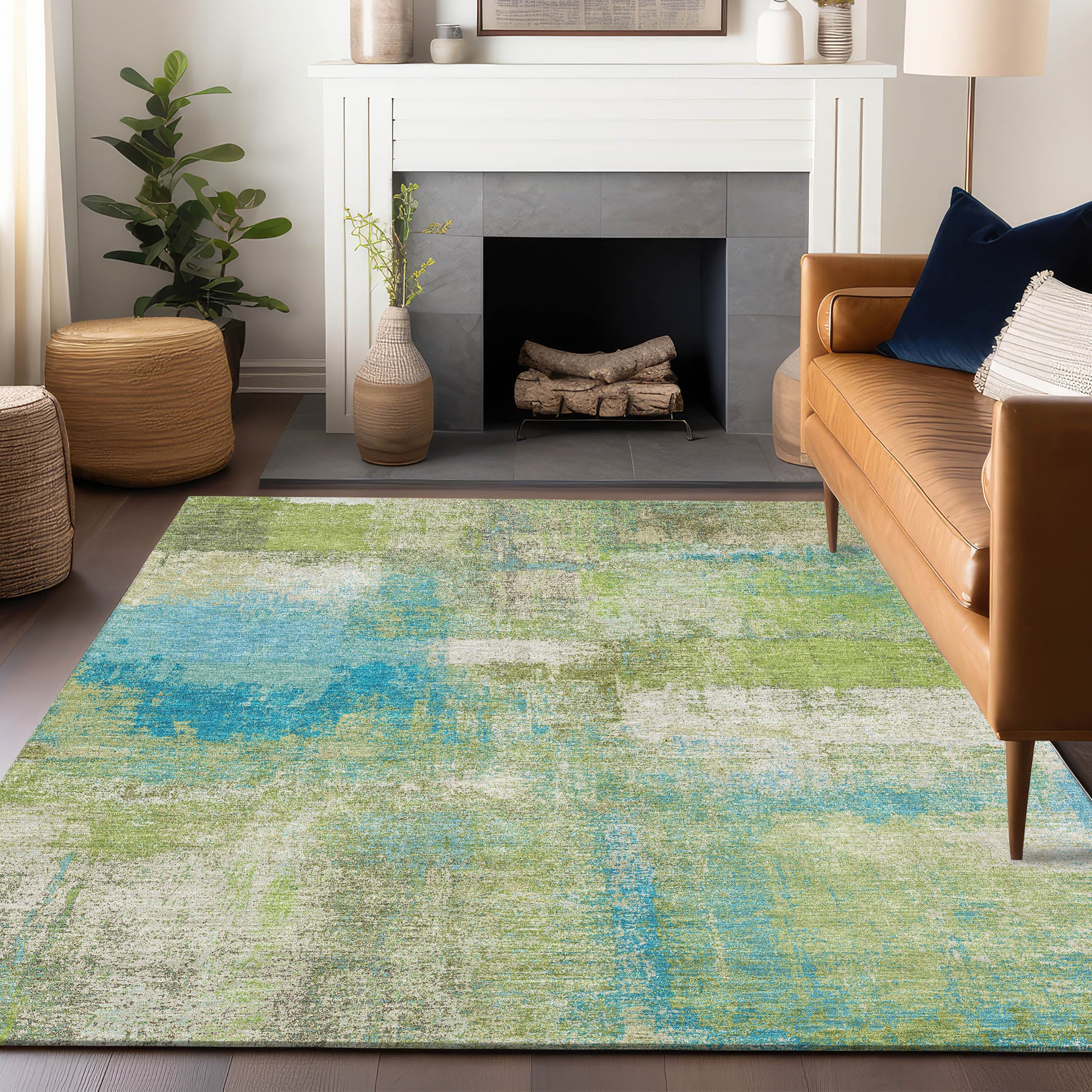 Addison Rugs ACN1356LM5X8 Chantille ACN1356LM 5 x 7 (ft) Polyester Lime Rectangular Indoor/Outdoor Geometric Machine washable Area rug