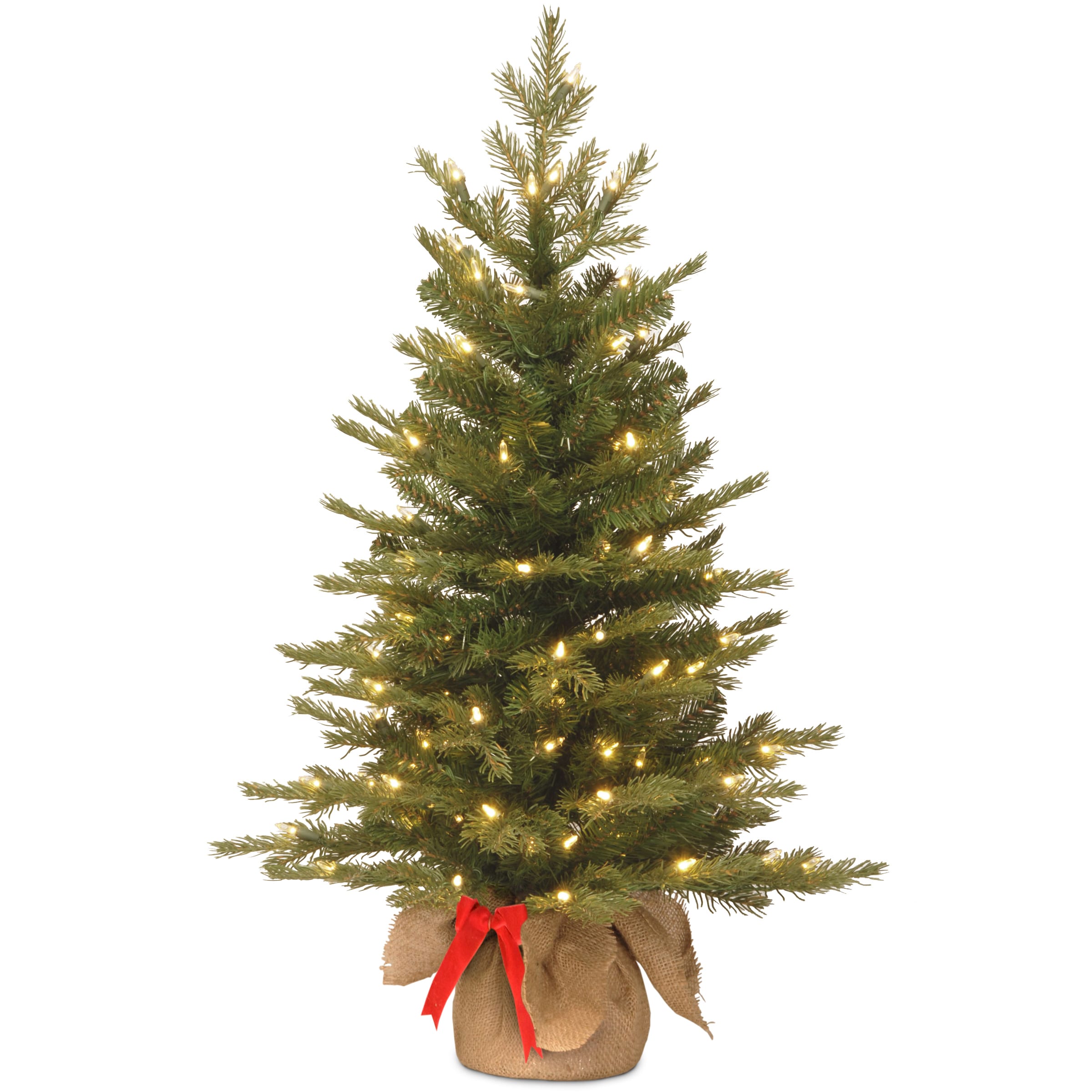 National Tree Company PENS3-357-30-BS 3-Feet Spruce Pre-lit Slim Artificial Christmas Tree with White LED Lights