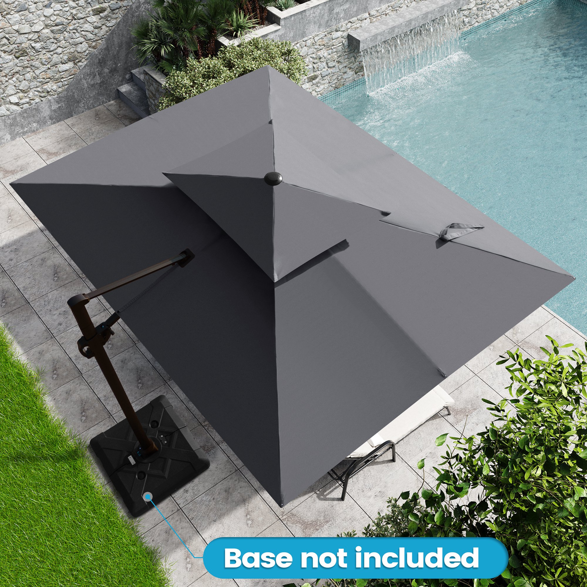 Crestlive Products CL-PU060DGY 11-ft Aluminum Gray Slide-tilt Cantilever Patio Umbrella