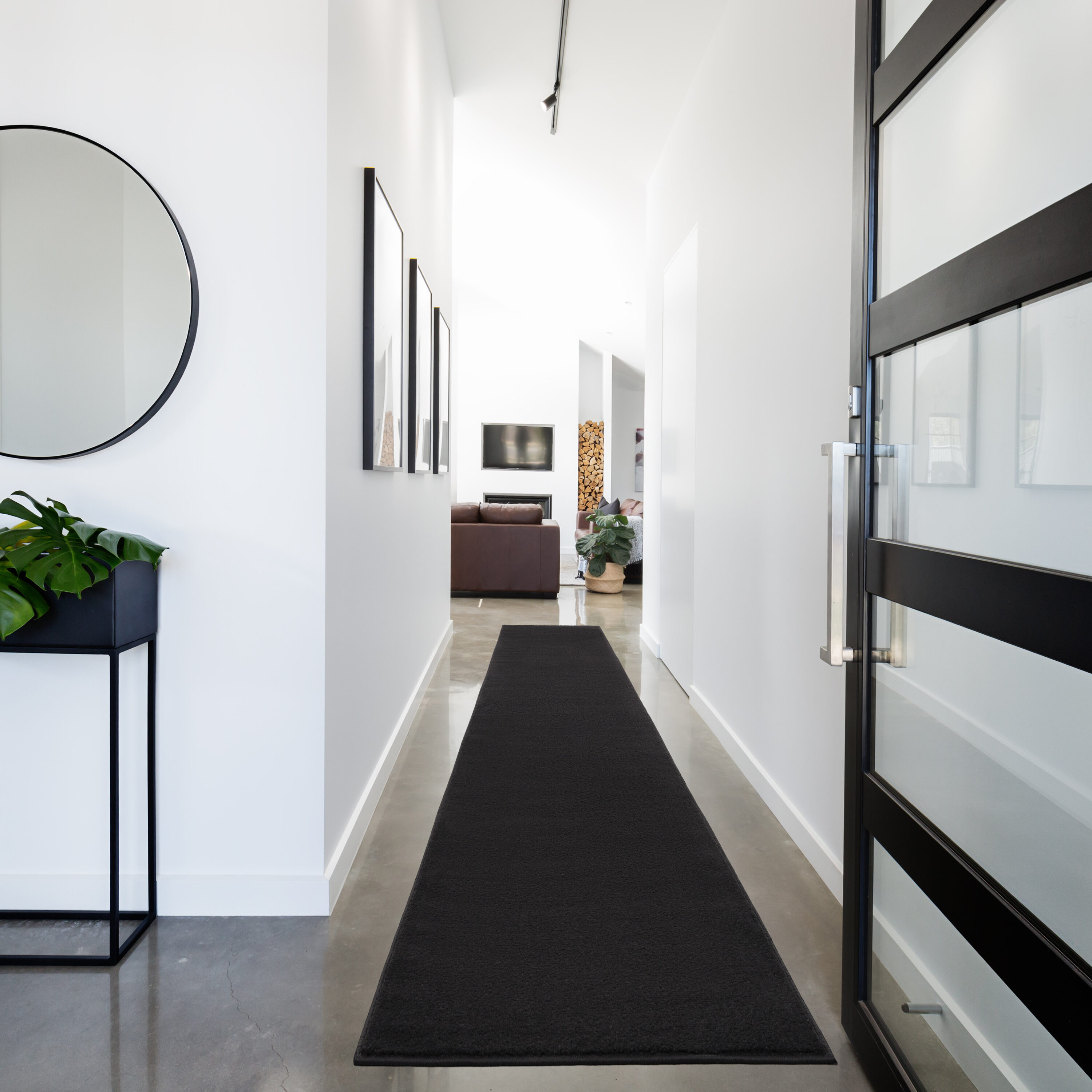 Nourison 099446062451 Essentials 2 x 18 (ft) Loomed Polypropylene Black Rectangular Indoor/Outdoor Runner rug