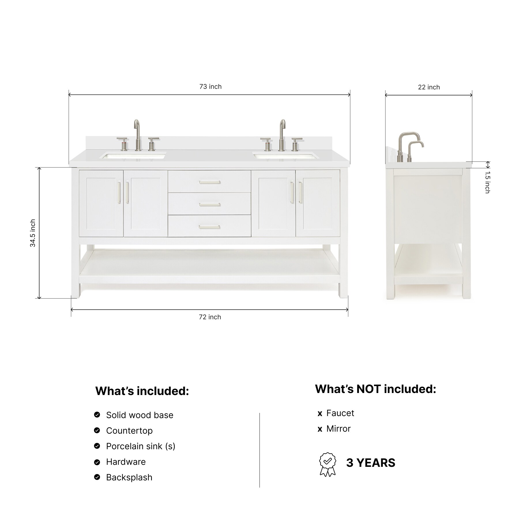 ARIEL S073DWQRVOWHT Bath-Vanity-Combo - View #4