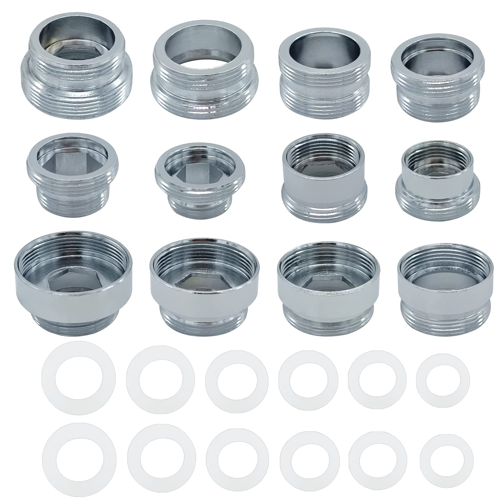 Oyezvary  12 Pieces Faucet Adapter Kit Kitchen Aerator Male To Female Male Faucet Water Hose Adapter Various Sizes durable