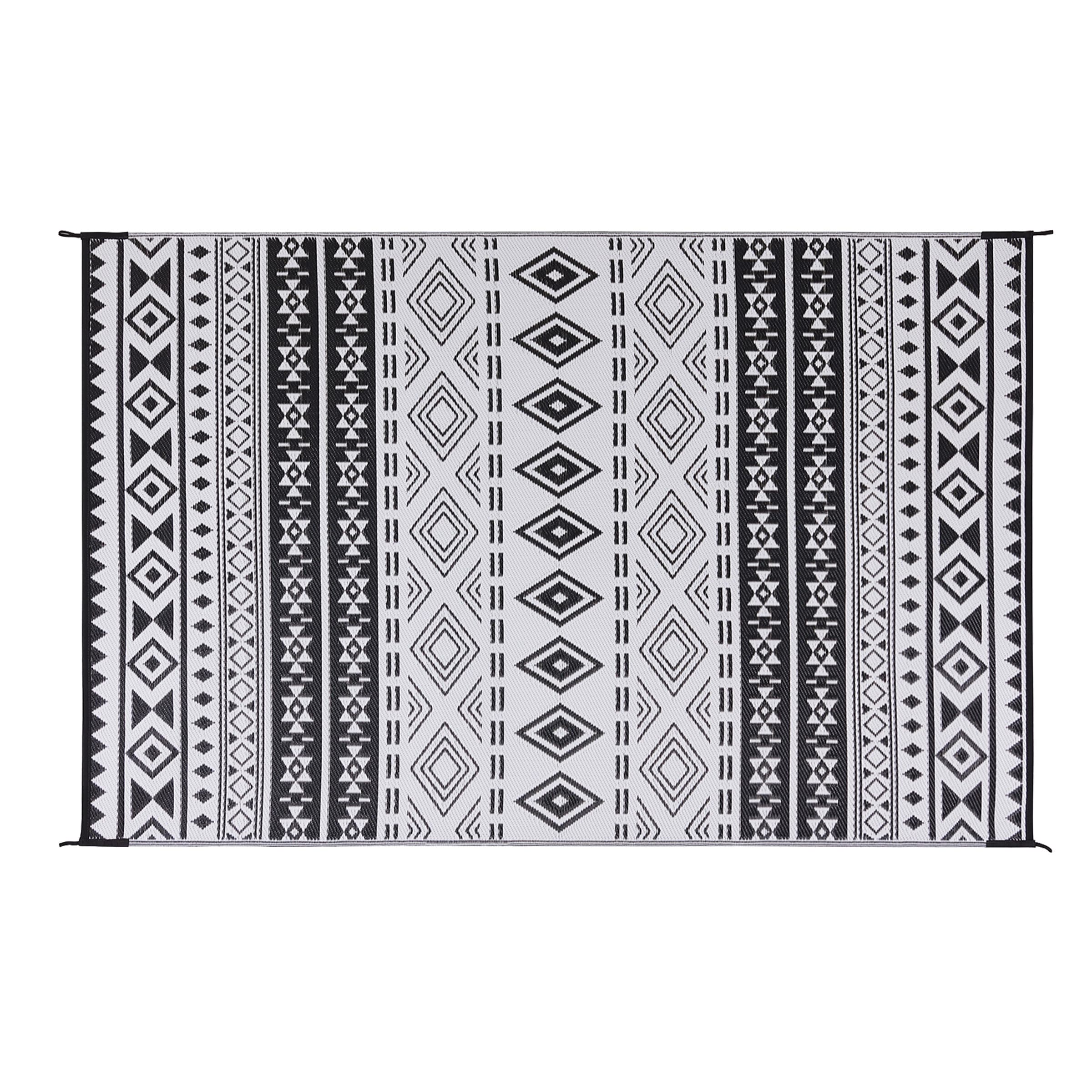 Pure Garden 50-LG1490 8 x 10 (ft) Flatweave Dark Gray and White Rectangular Outdoor Tribal Area rug