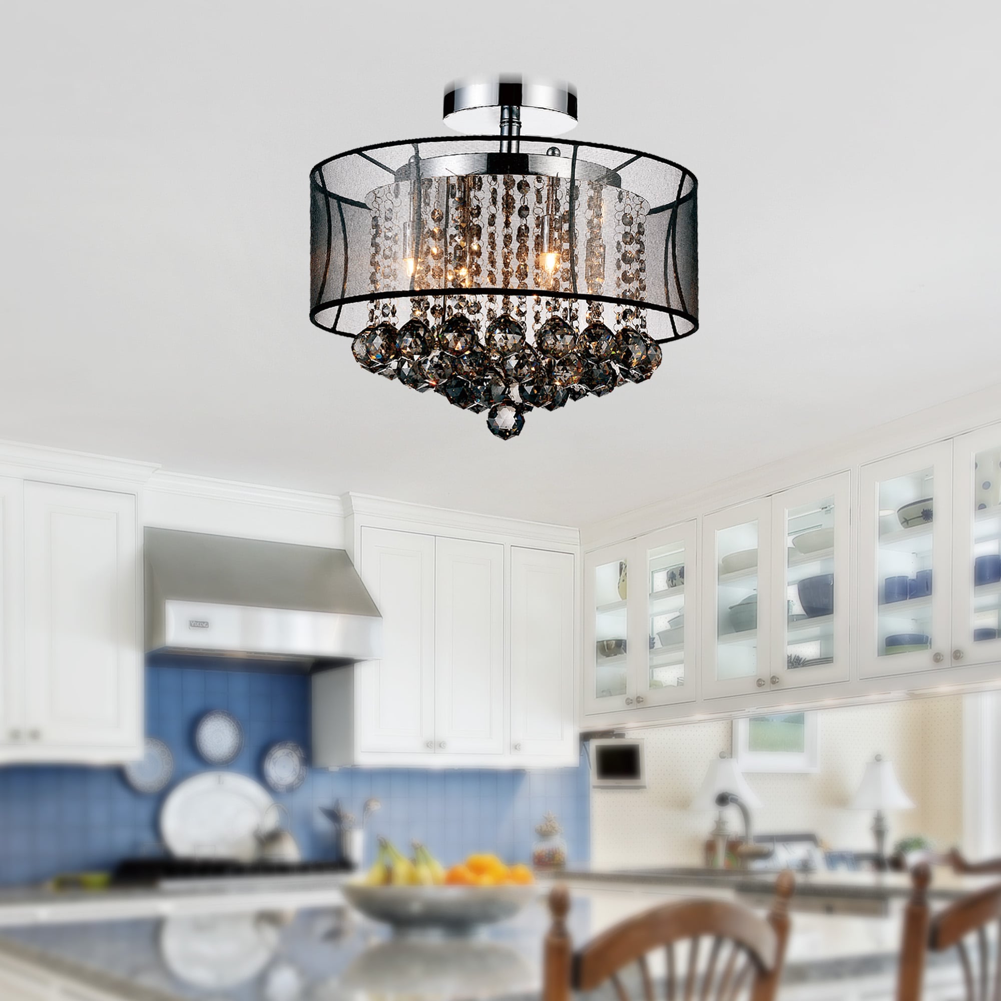 CWI Lighting 5062C16C (SMOKE + B) Radiant 6 -Light 16-in Multiple finishes Chrome Flush Mount Light