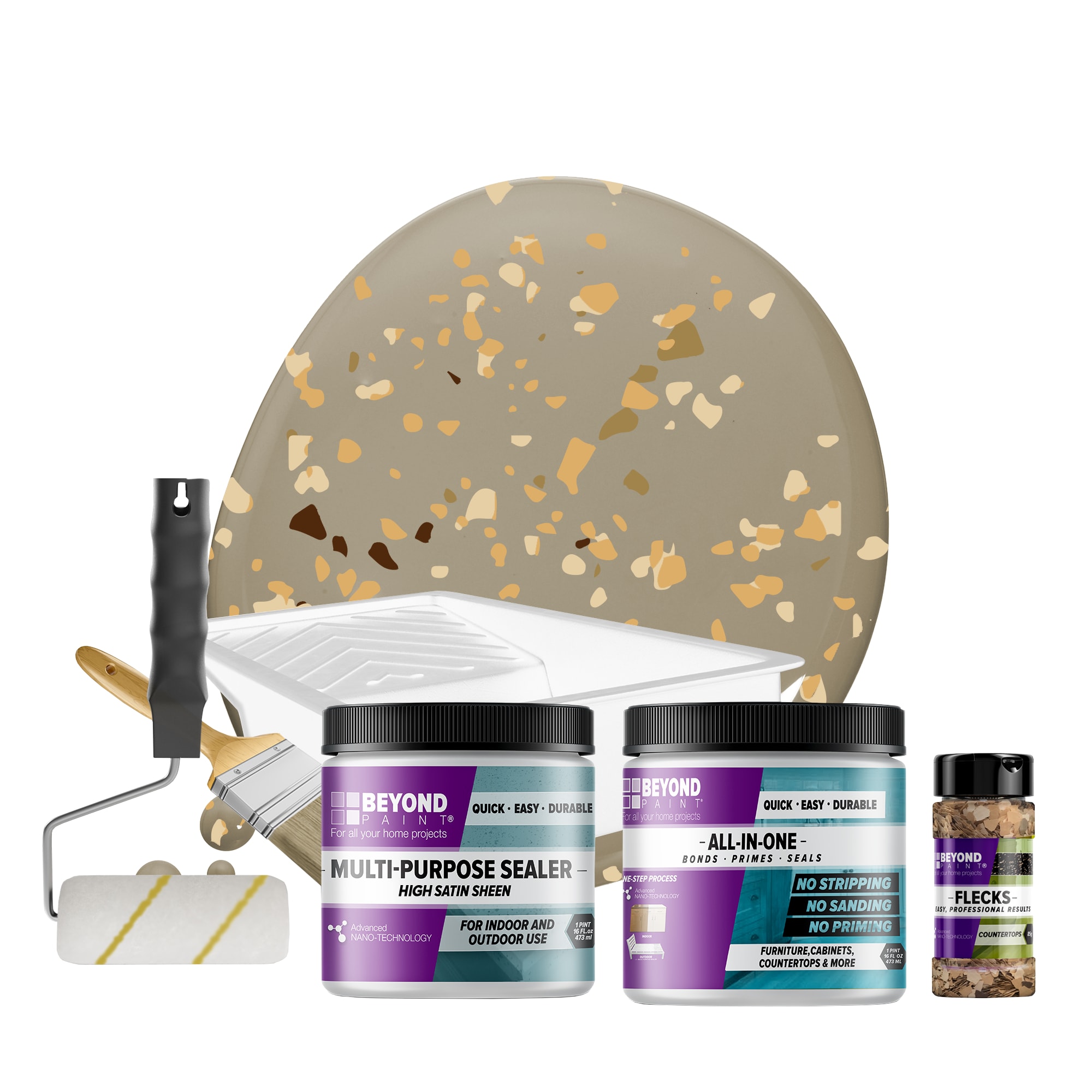 Beyond Paint BP55 Countertop and Multi-Surface Autumn Countertop Fleck Kit in Pebble Flat Countertop Refinishing kit
