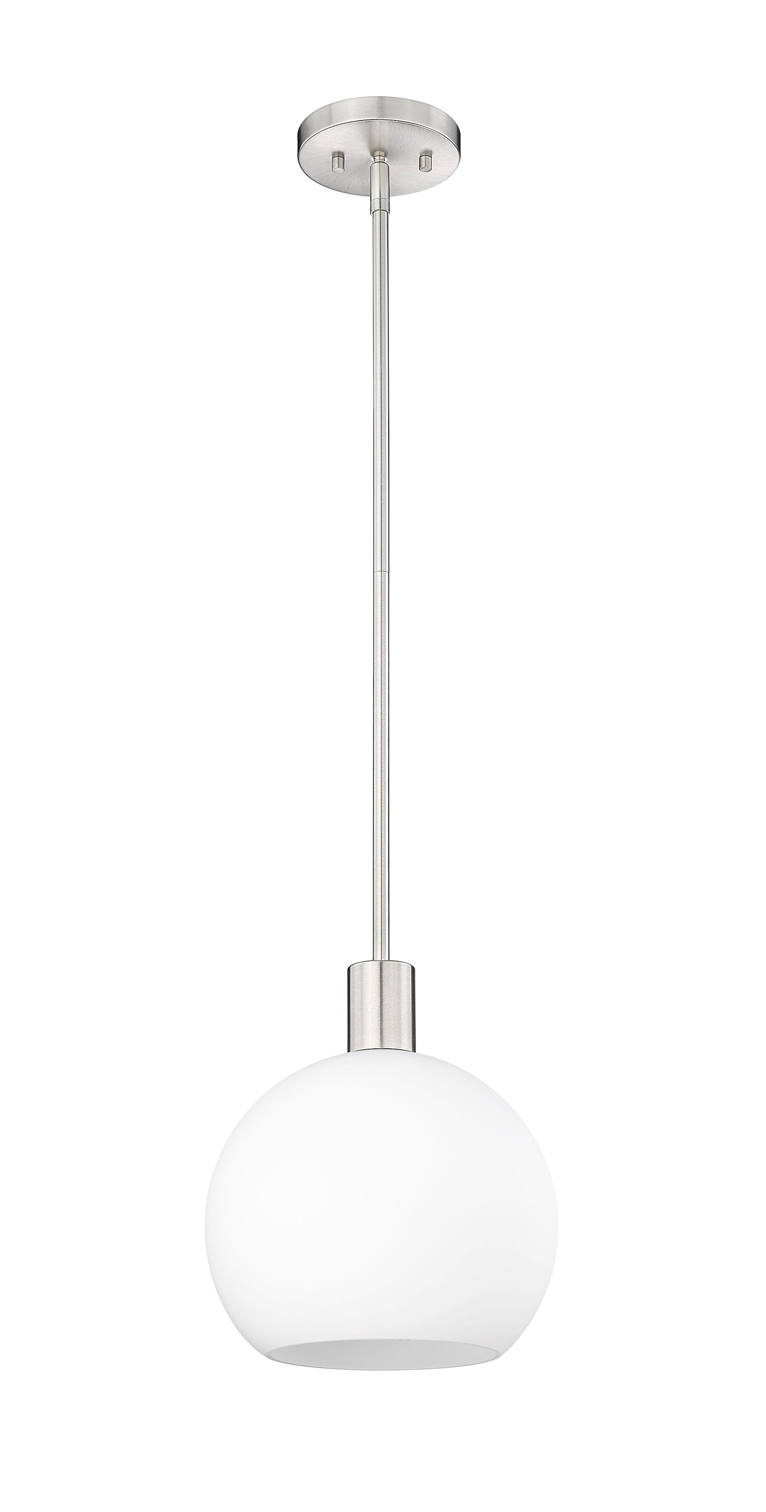 Brushed Nickel Globe Pendant with White Glass Shade
