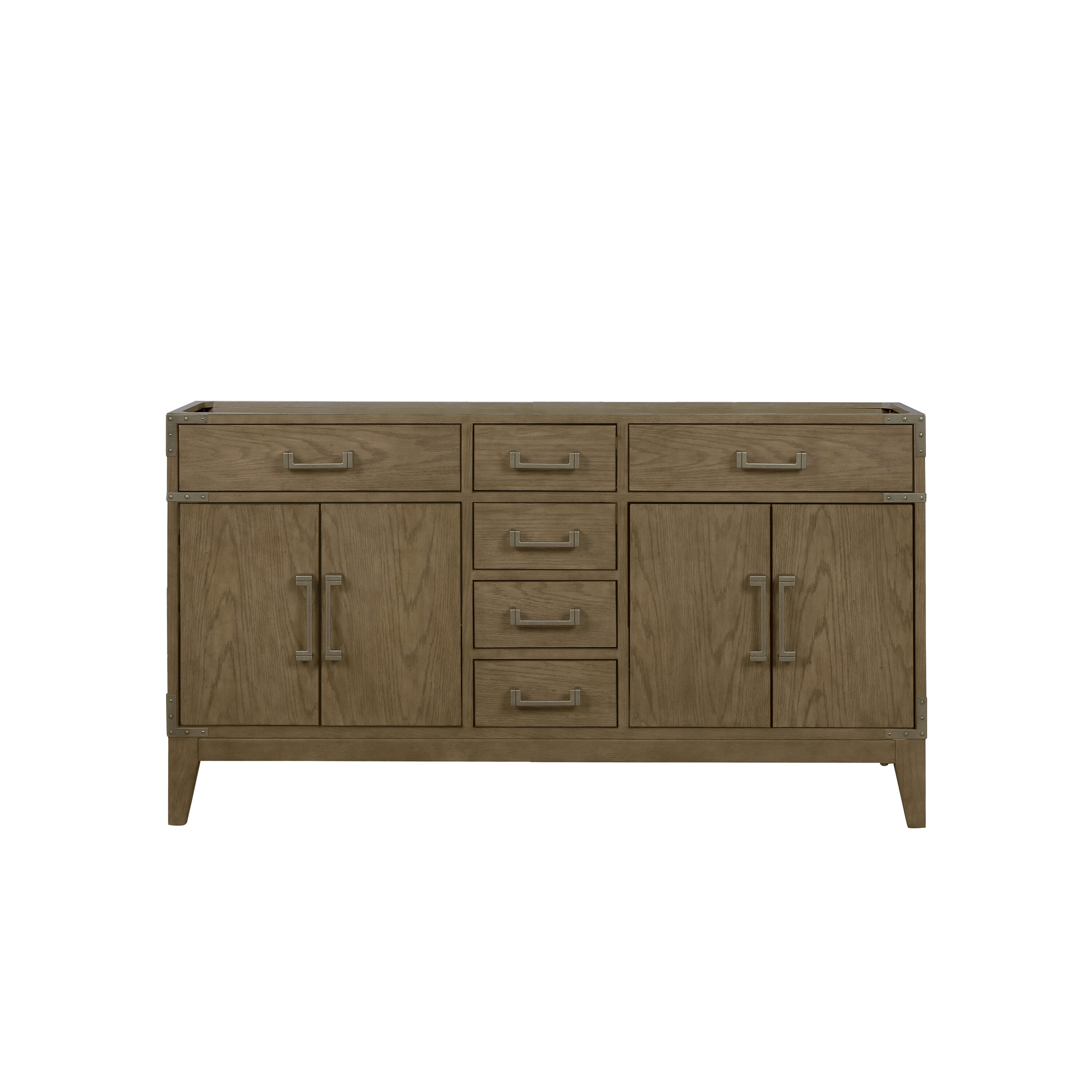 Lexora LVW60DR000 Wilton 60-in Grey Oak Bathroom Vanity Base Cabinet without Top