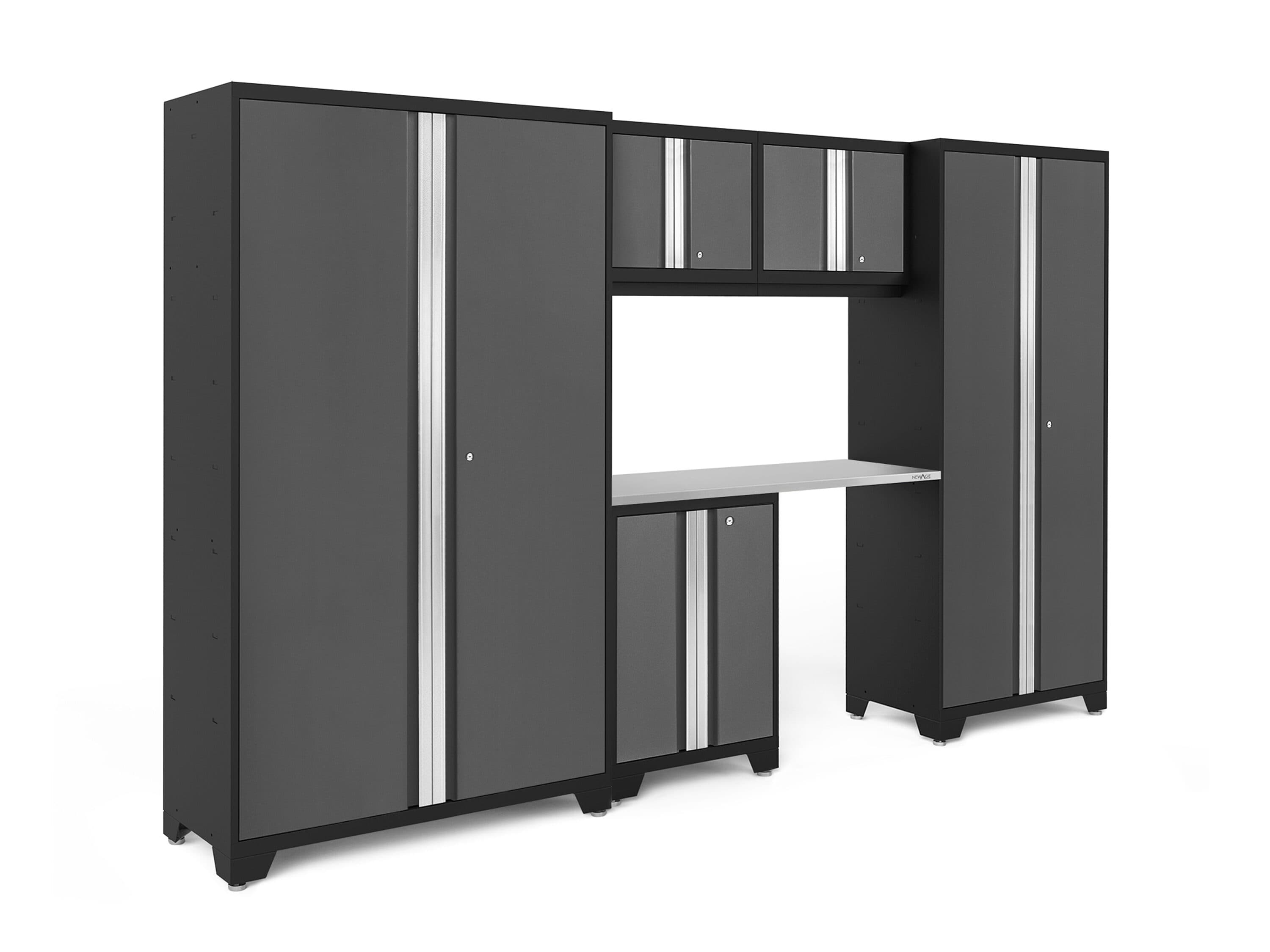 NewAge Products 55227 126-in W x 76.75-in H x 18-in D 5 -Cabinets Steel Charcoal Gray Garage Storage System