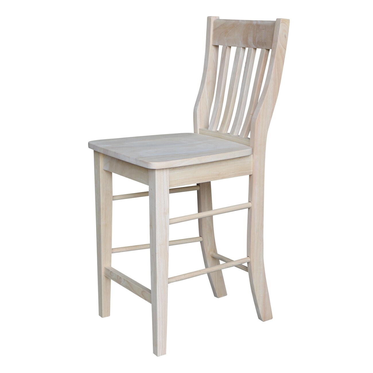 Traditional Unfinished Solid Parawood 24" Cafe Barstool