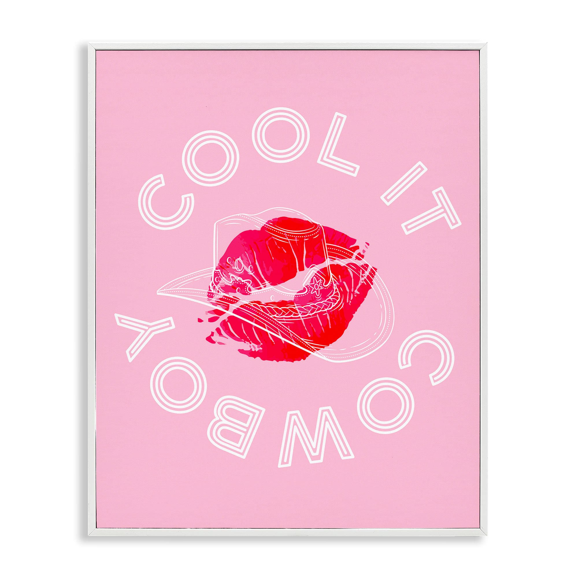 Stupell Industries BT-123-WFR-16X20 Cool It Cowboy with Kiss White Framed Giclee Art By Lil' Rue 16 x 20