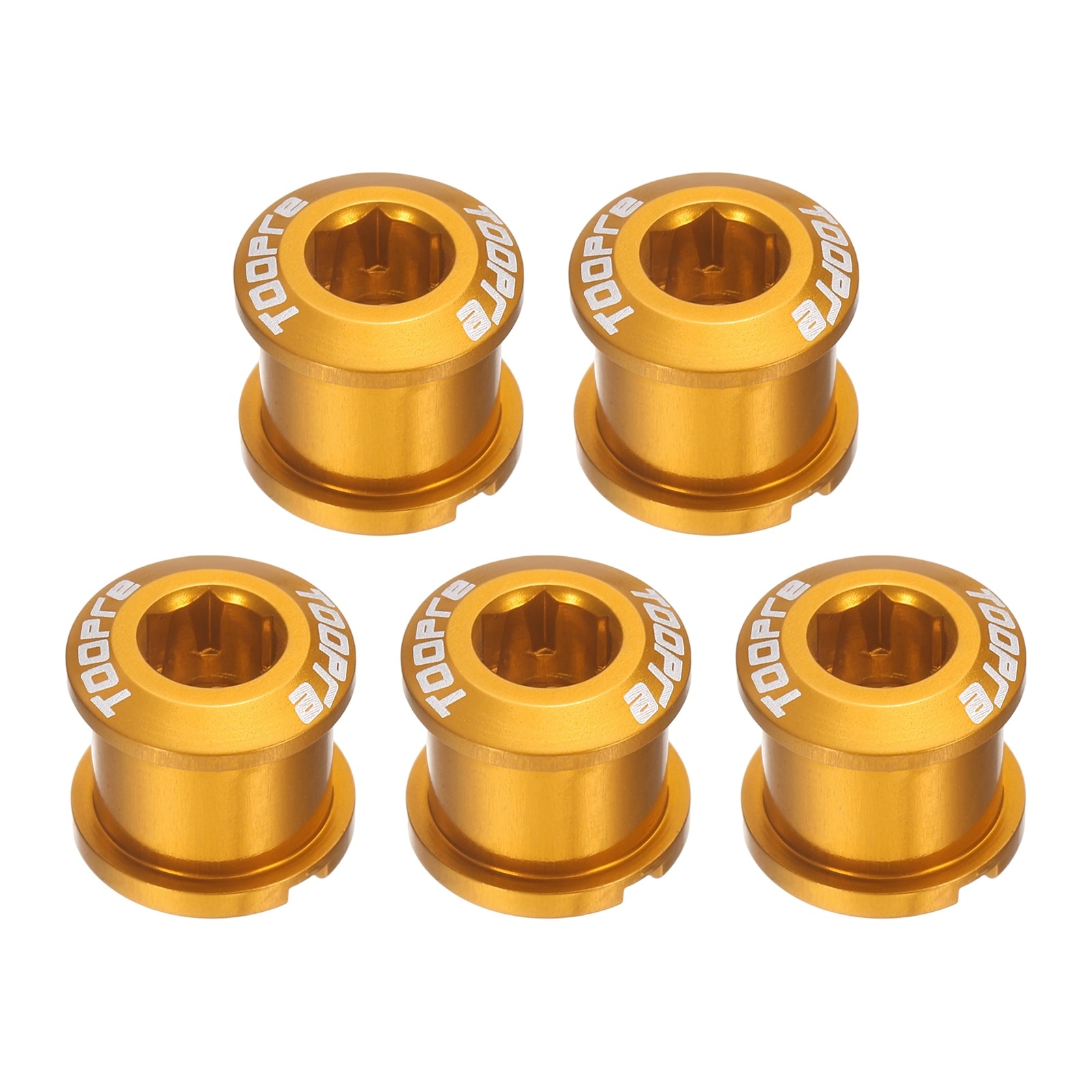 Harfington 5pcs Double Chain Ring Bolts M8 Aluminum Alloy Bicycle Crankset Nuts Chainwheel Screws for Road Bike Mountain Bike Gold