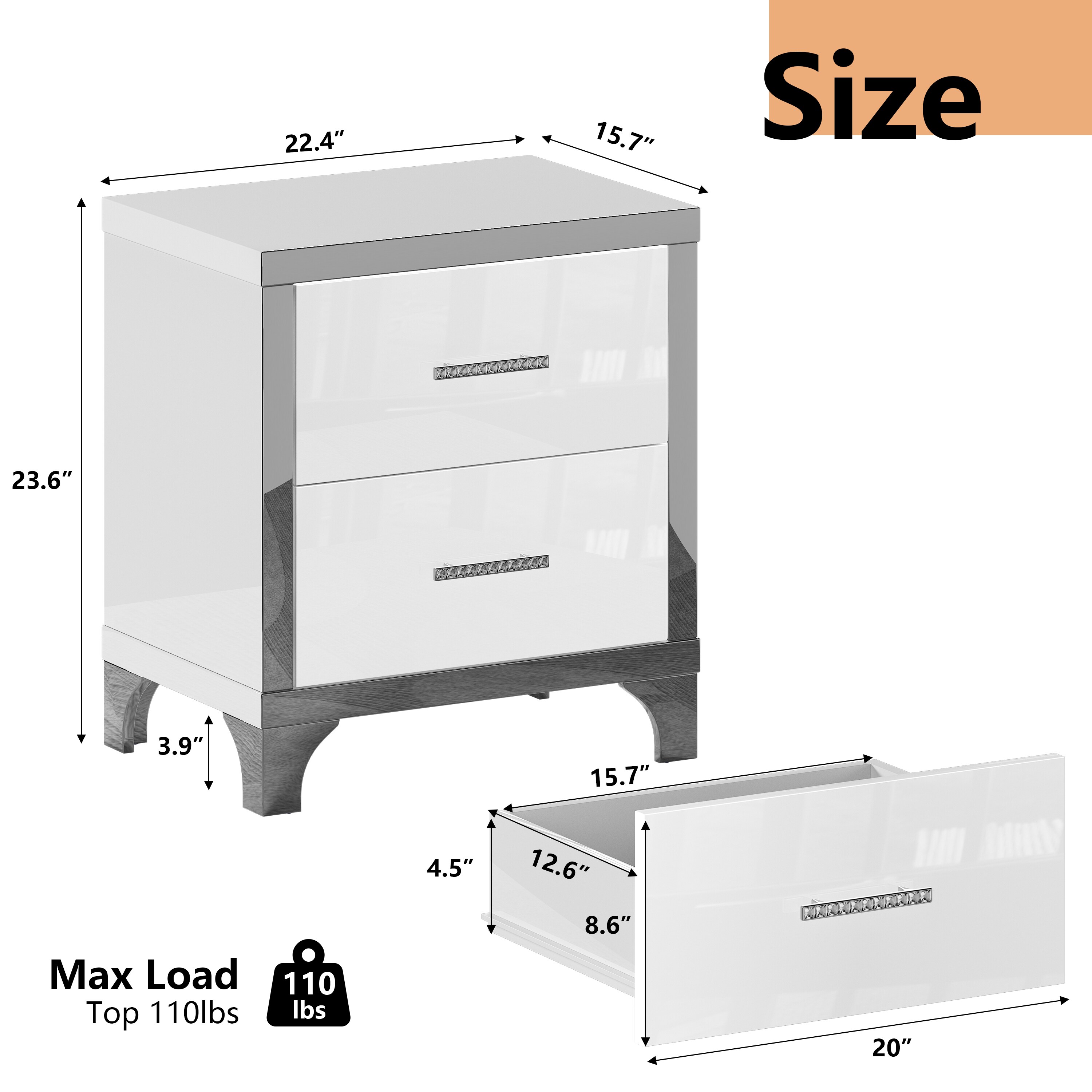 Clihome CL-JH022-013BK-N nightstands - View #6