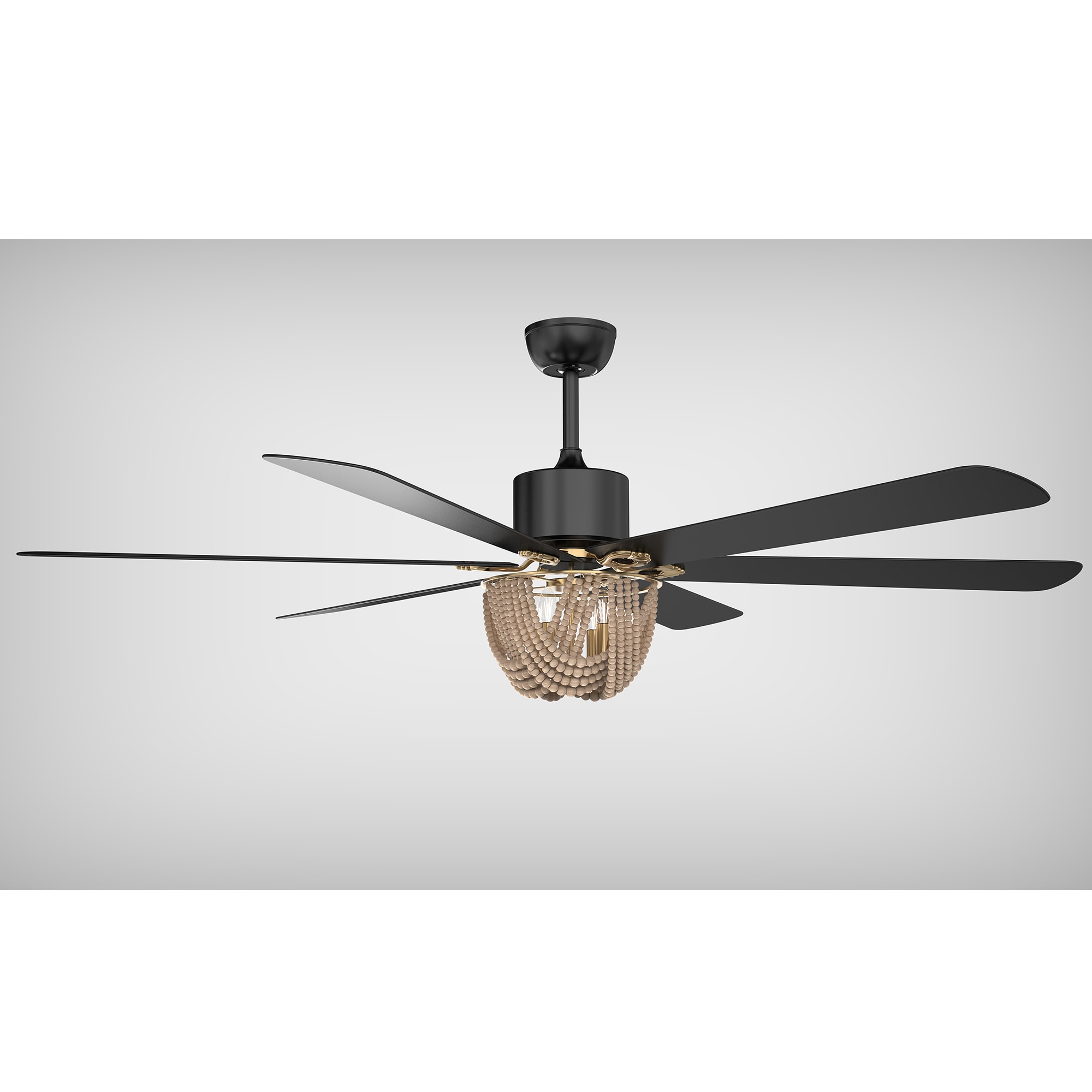 Oaks Decor DC6508OKEL Murcia 65-in Color-Changing Black with Bohemian/global Blades Chandelier Ceiling Fan With Light - Remote Included ( 6 -Blade )